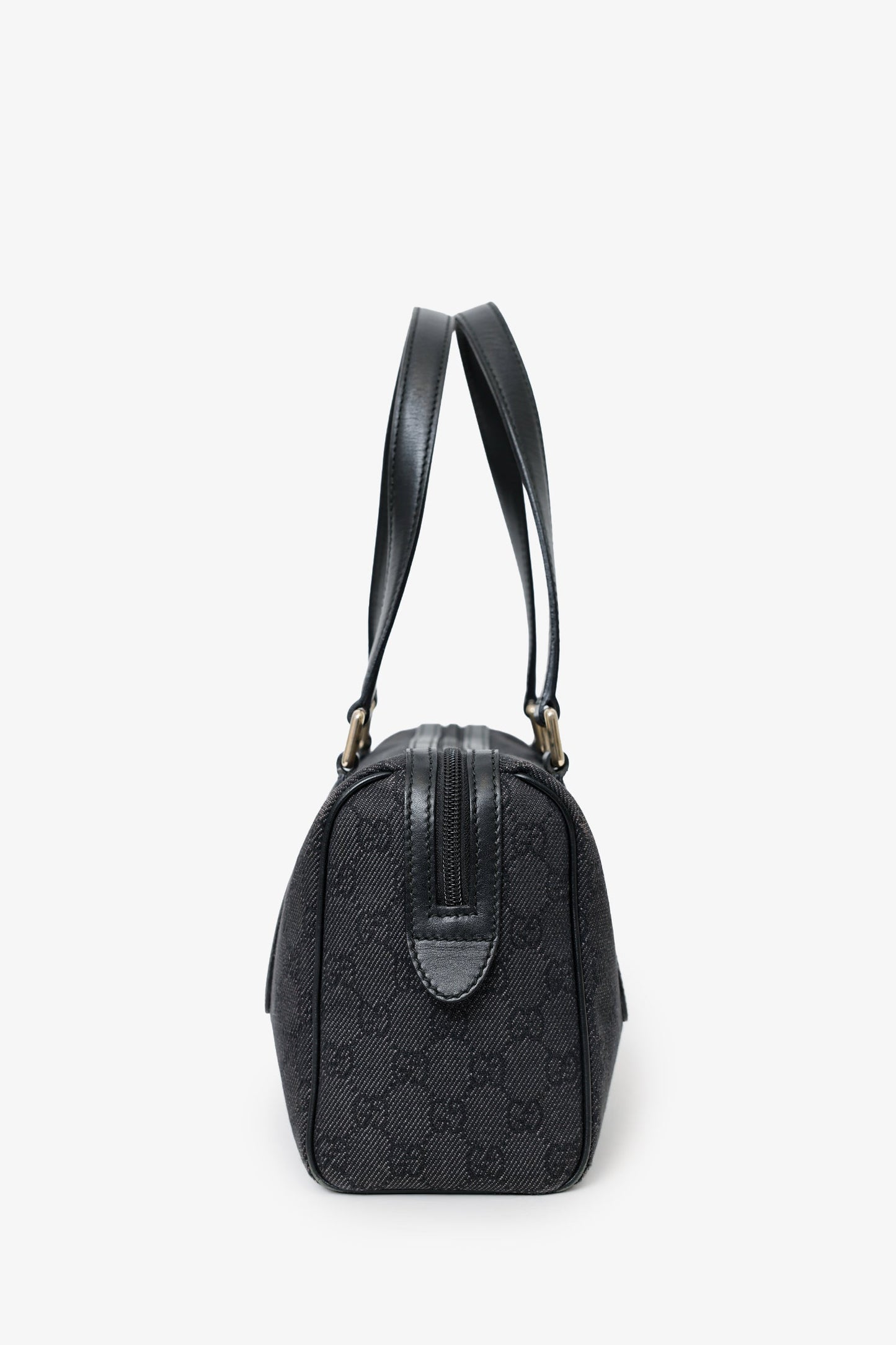 Gucci Black GG Canvas/Leather Boston Bag