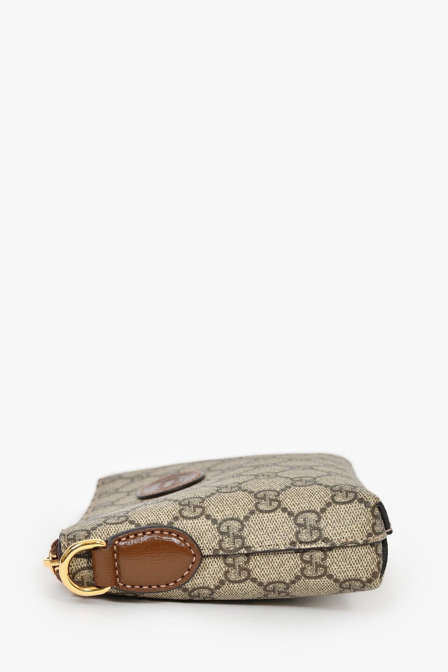 Gucci Beige GG Supreme Canvas Crossbody Bag with Wristlet Strap