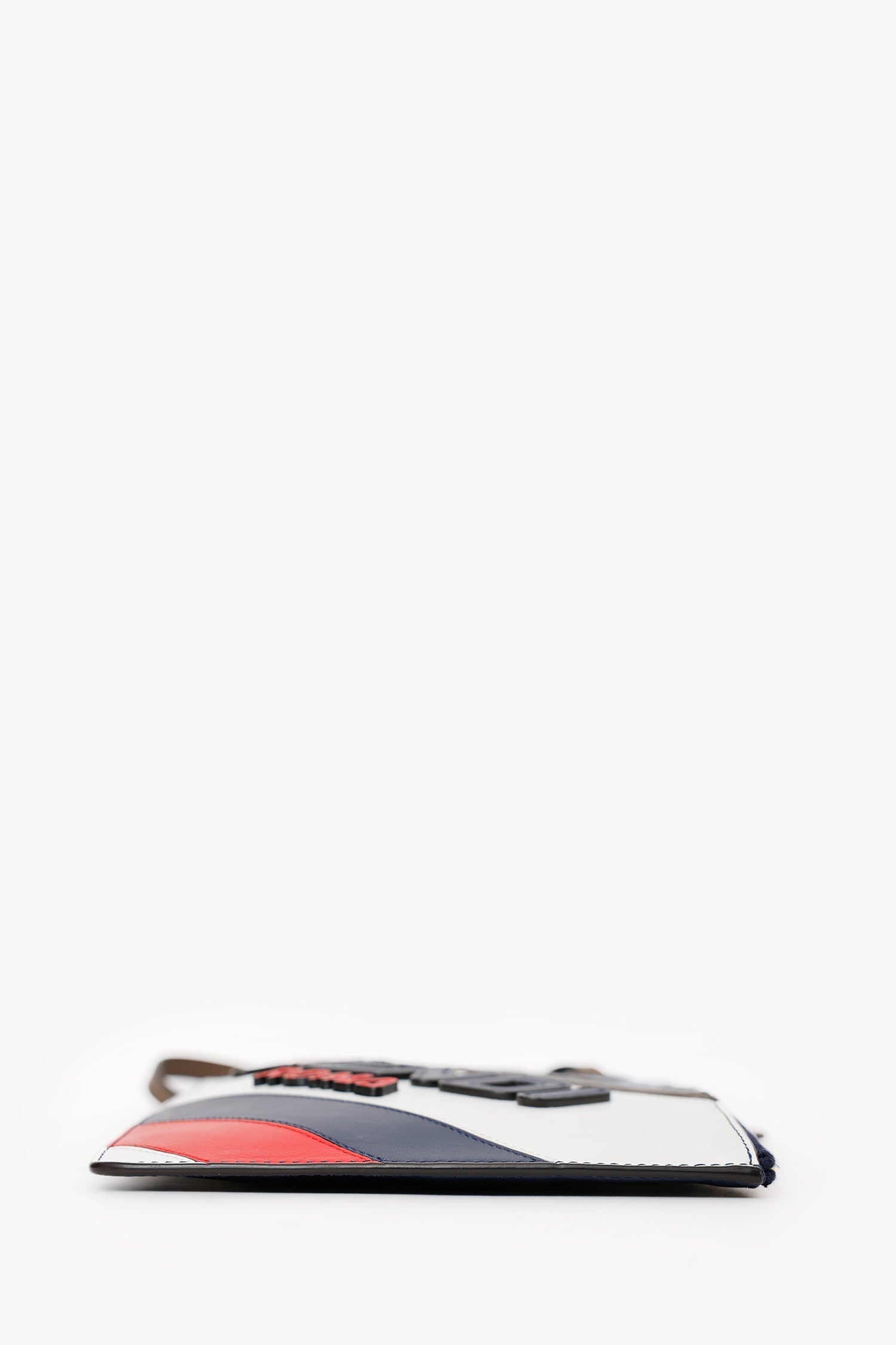 Fendi Fila Wristlet Clutch Leather Multicolor Zip Clutch Bag