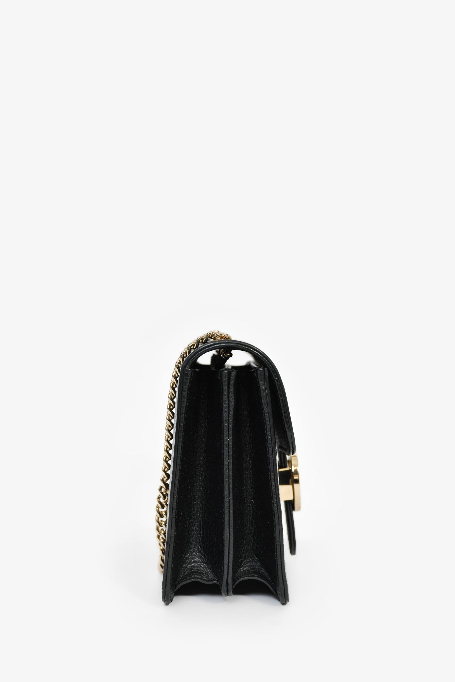 Gucci Black Leather GG Interlocking Small Chain Crossbody Bag