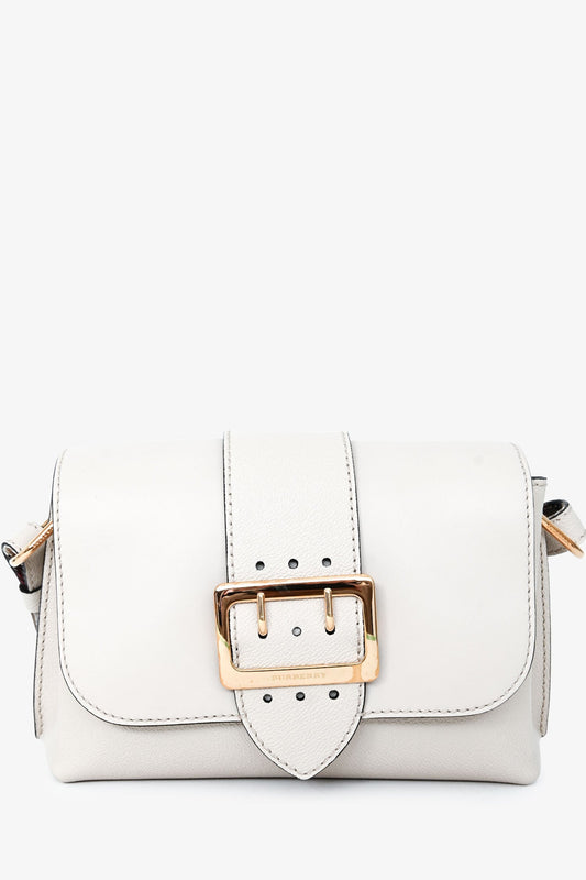 Burberry Buckle Crossbody Bag Leather White