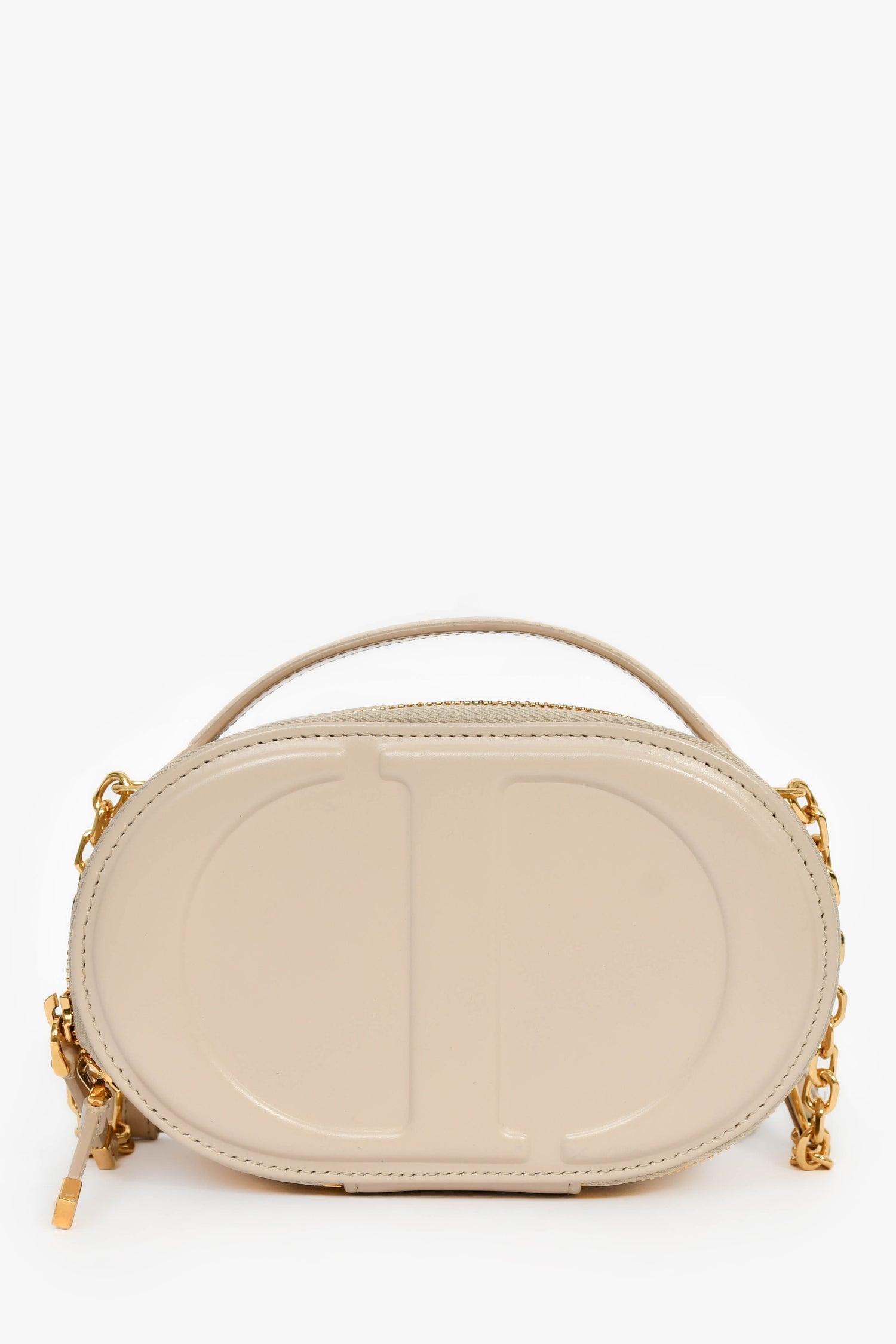 Dior Crossbody Bag Christian Oval Camera Leather Beige