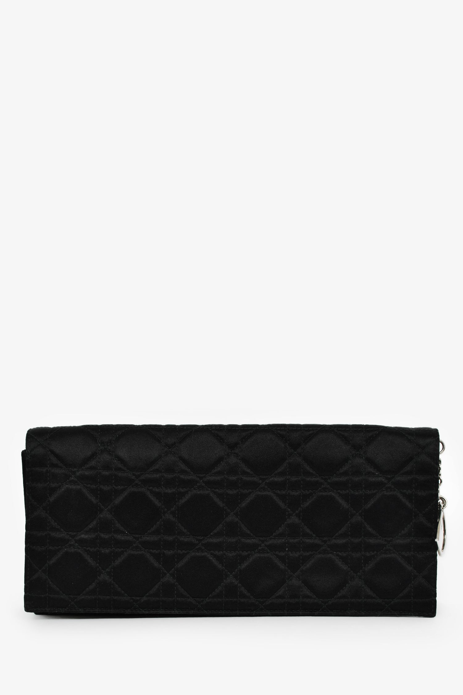 Dior Clutch Bag Christian Cannage Clutch On Satin Black Chain