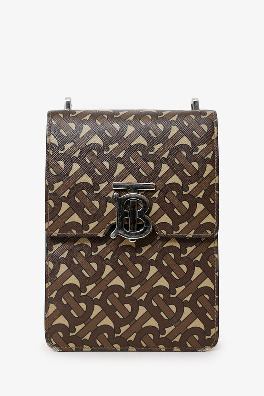 Burberry Tb Print Robin Bag Canvas Monogram Brown Crossbody Bag