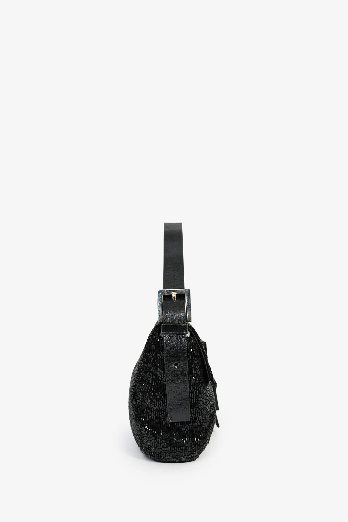 Fendi Beaded Baguette Shoulder Bag Black