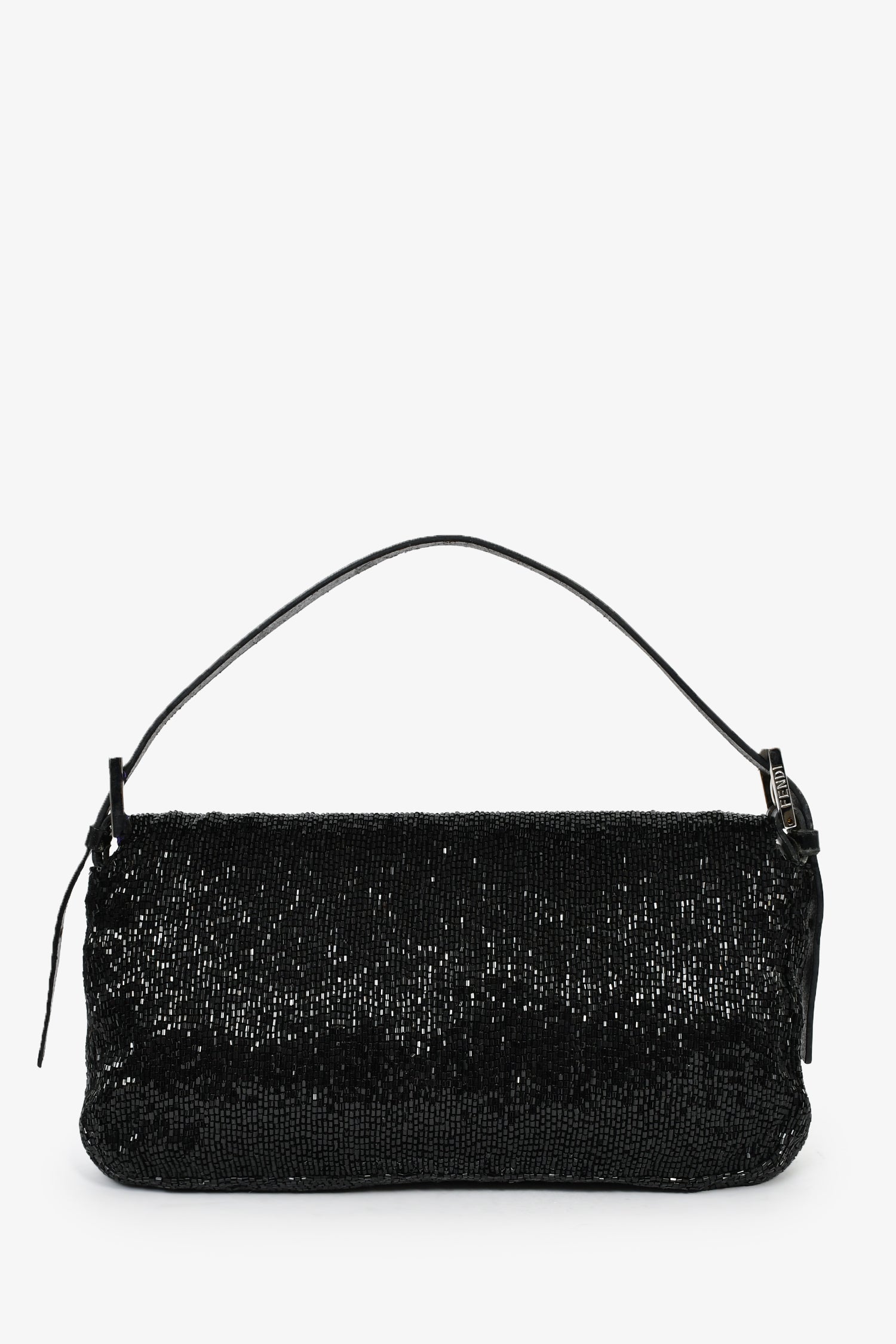 Fendi Beaded Baguette Shoulder Bag Black
