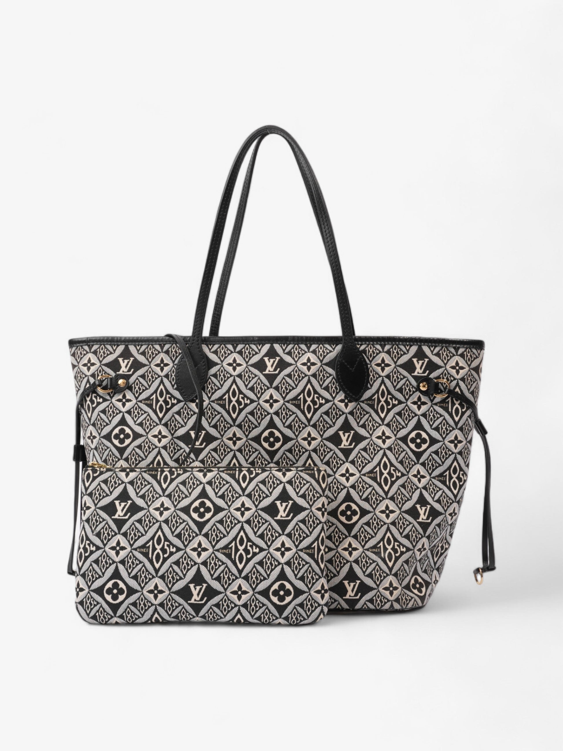 Louis Vuitton Neverfull Since MM Canvas Black White Tote Bag