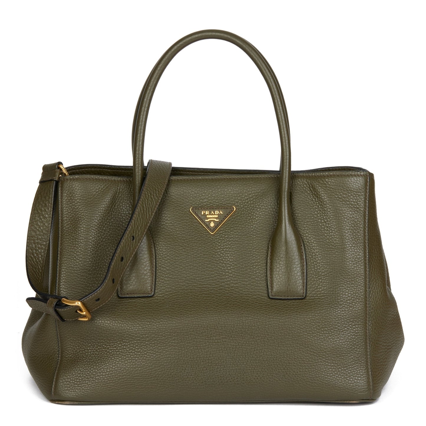 Prada Militare Daino Shopping Tote Shoulder Bag Leather Saffiano
