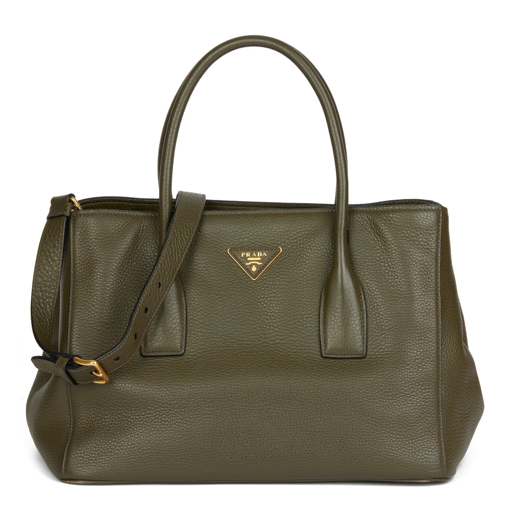 Prada Militare Daino Shopping Tote Shoulder Bag Leather Saffiano