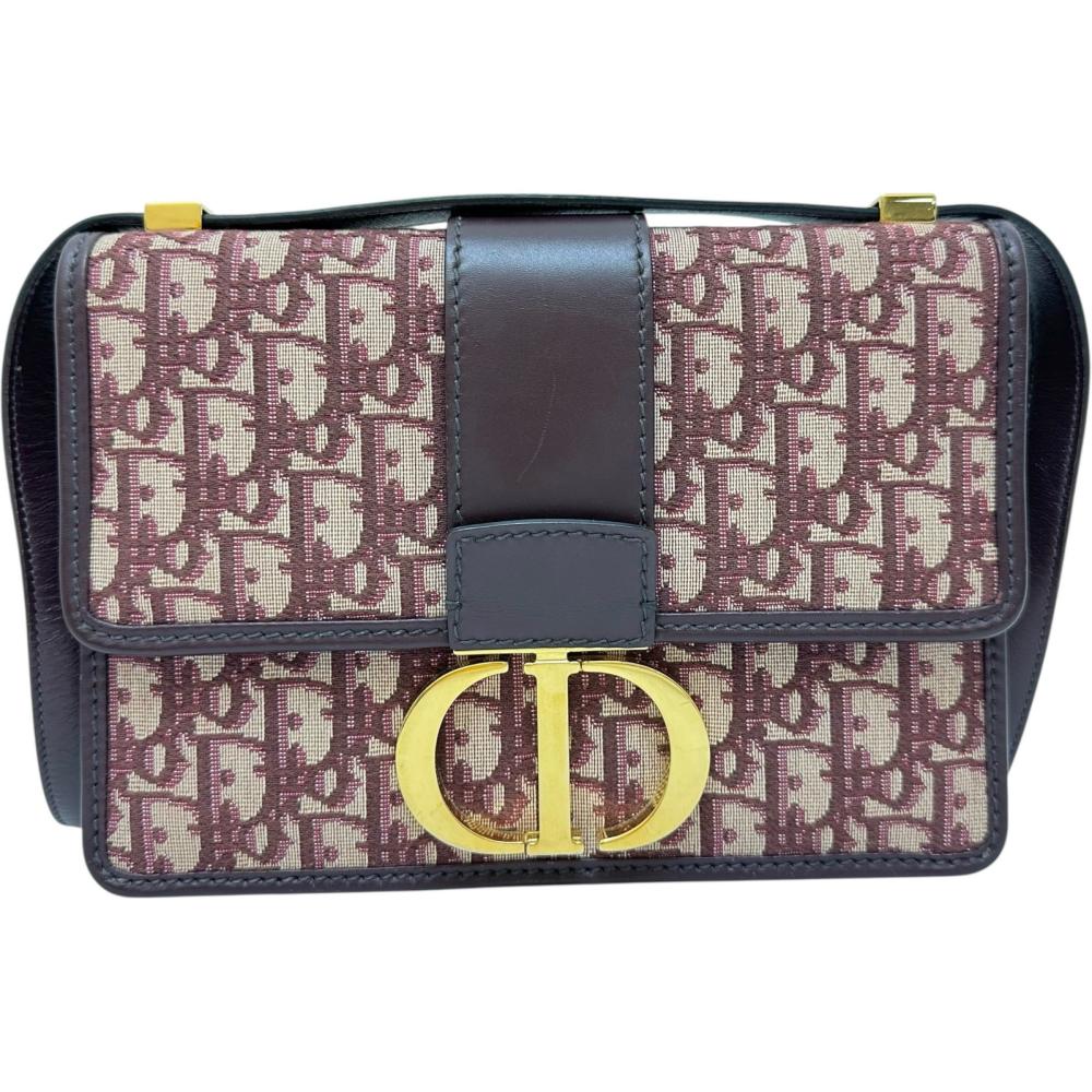 Dior Christian Montaigne Oblique Jacquard Shoulder Bag Leather Canvas