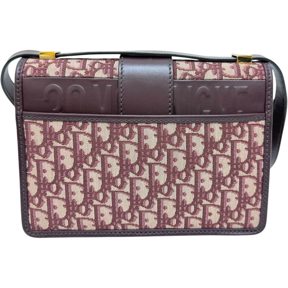 Dior Christian Montaigne Oblique Jacquard Shoulder Bag Leather Canvas