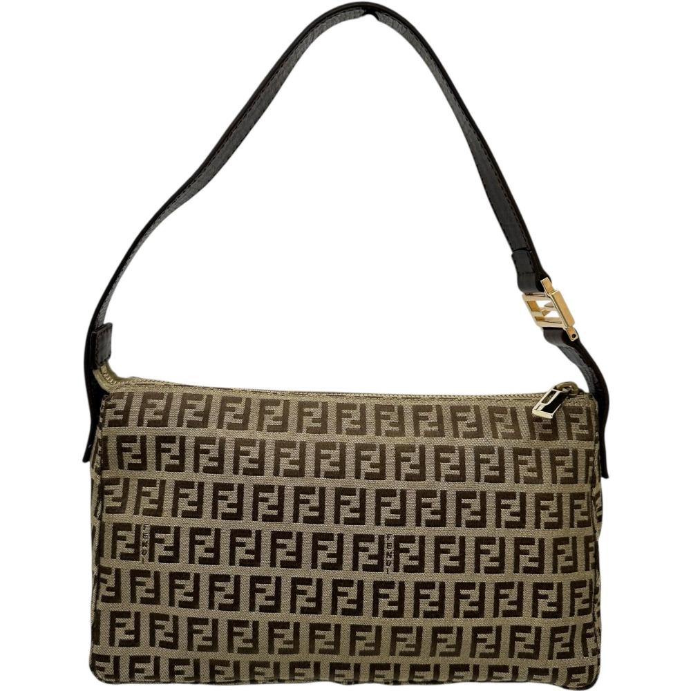 Fendi Zucchino Shoulder Bag Leather Canvas Shoulder Bag 2