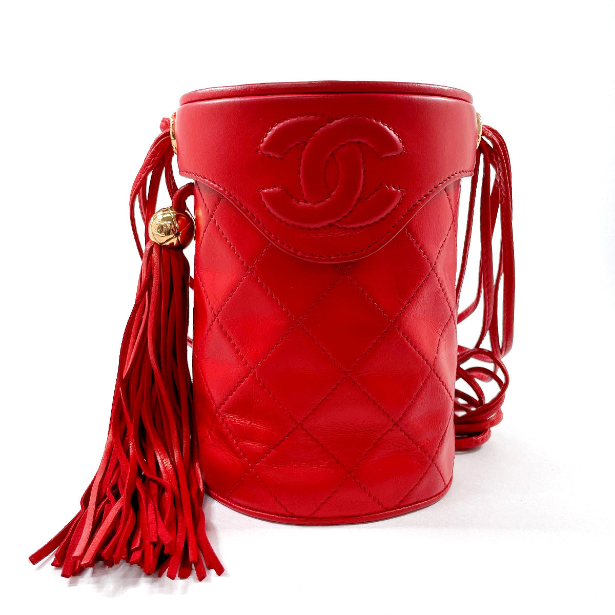 Chanel lambskin Matrasse Fringe COCO Mark Red Jewelry