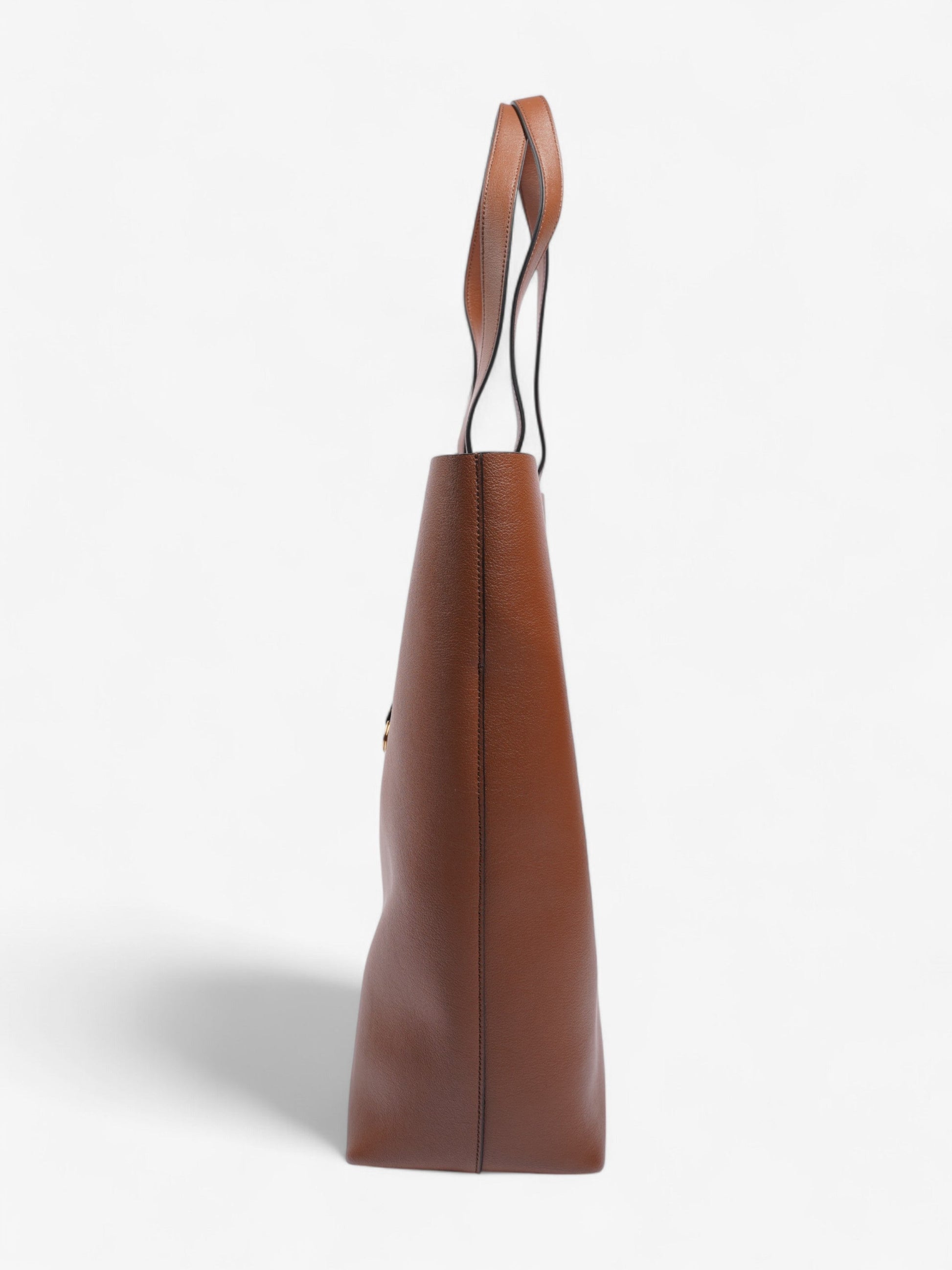 YSL Saint Laurent Shopping Bag Calfskin N S Leather Brown Shoulder Bag