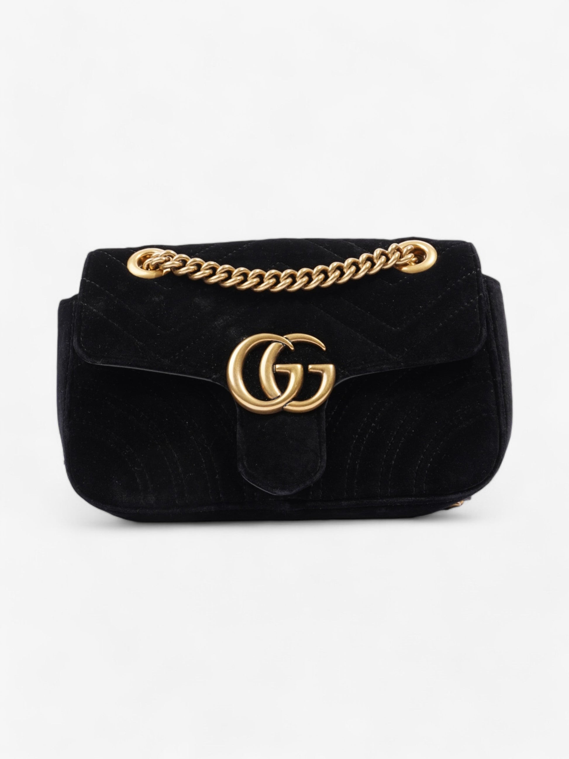 Gucci Marmont Velvet Shoulder Bag Black Mini Velvet Mini