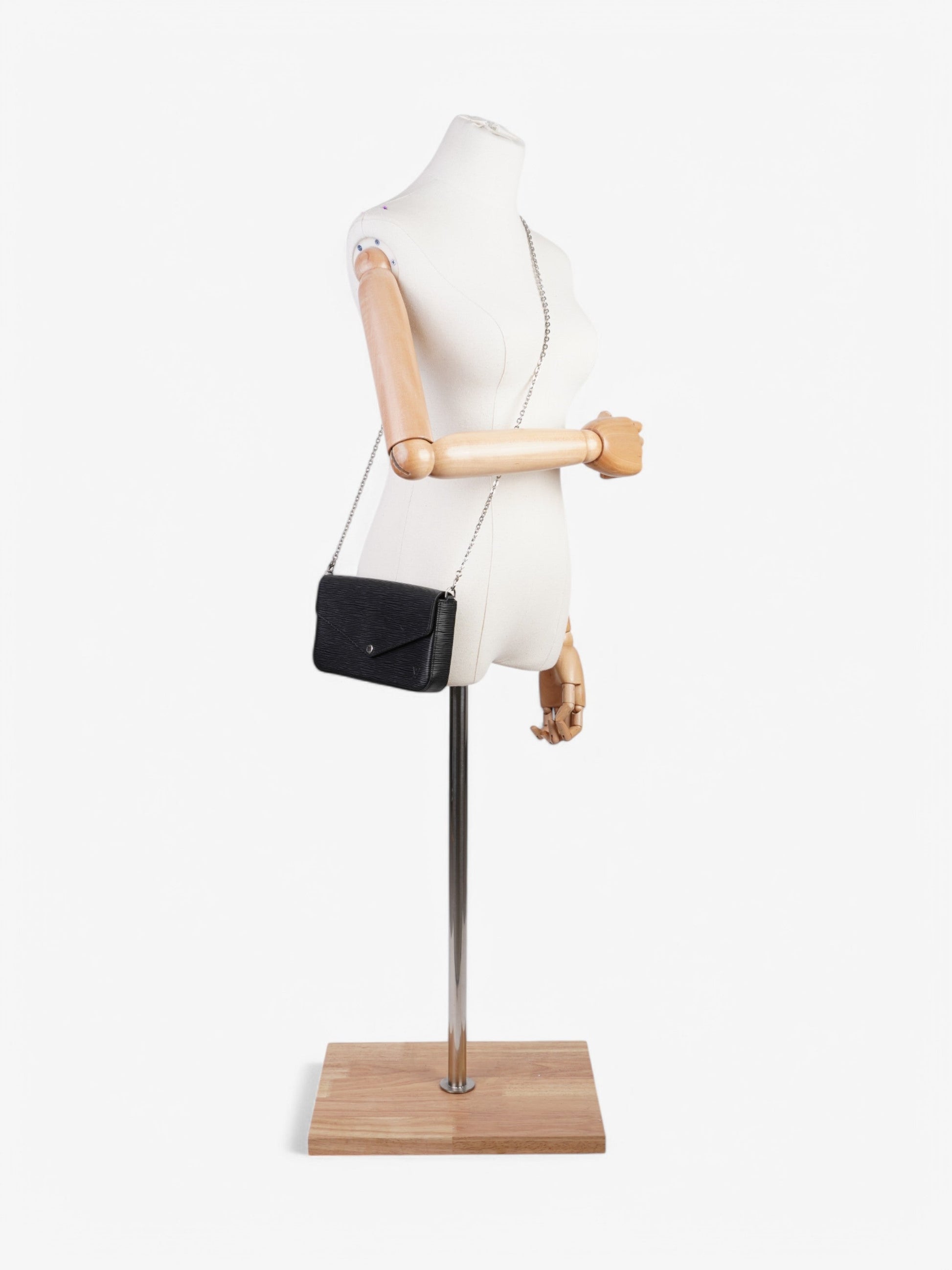 Louis Vuitton Pochette Felicie Epi Leather Black Clutch Bag