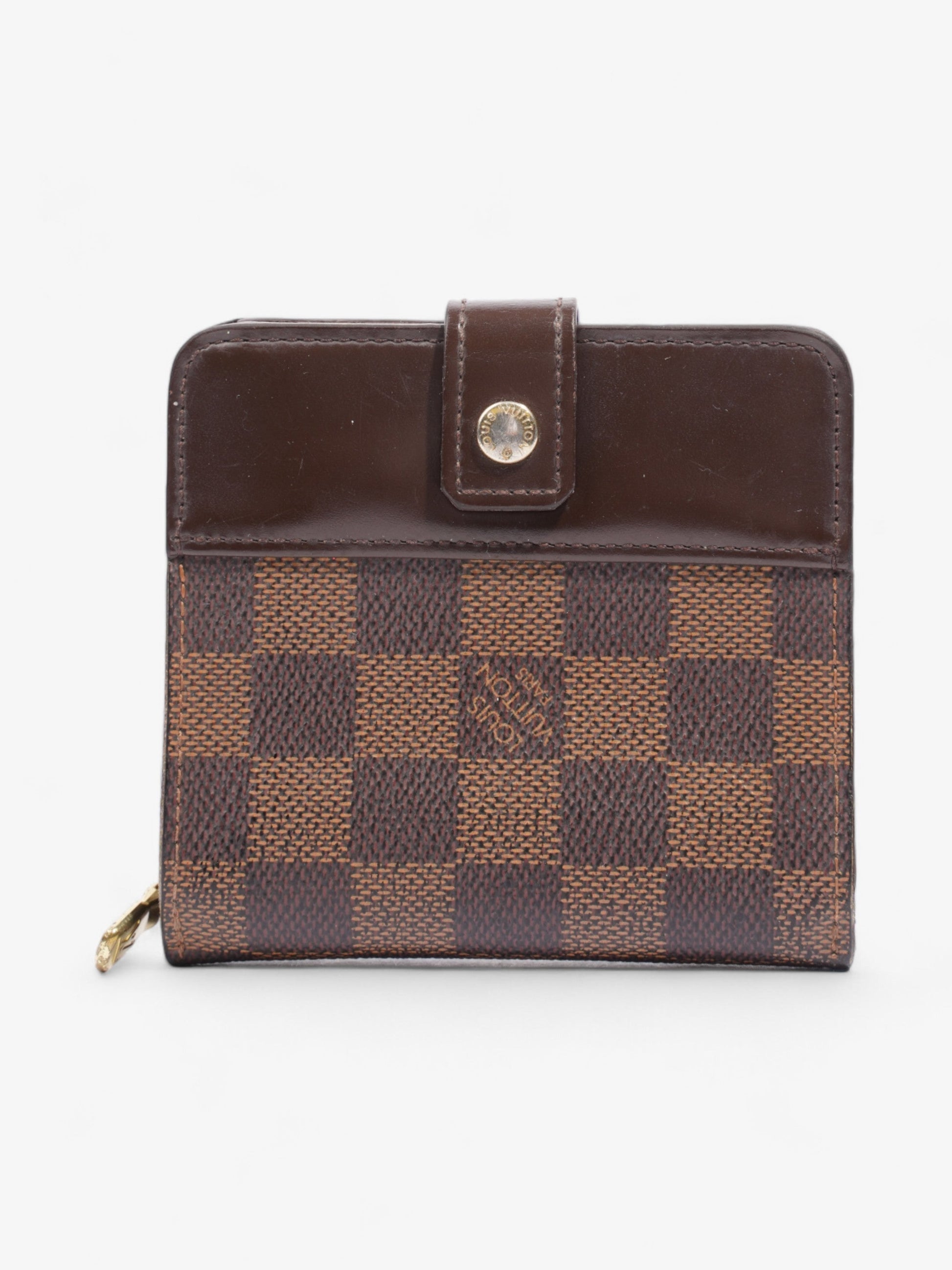 Louis Vuitton Compact Zip Ebene Coated Damier Canvas Coated Canvas Wallet Case