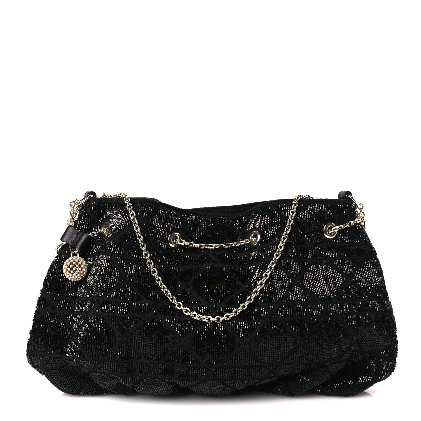 Dior Handbag Christian Beaded Dream Bag Black Embroidered Bucket Shoulder Bag