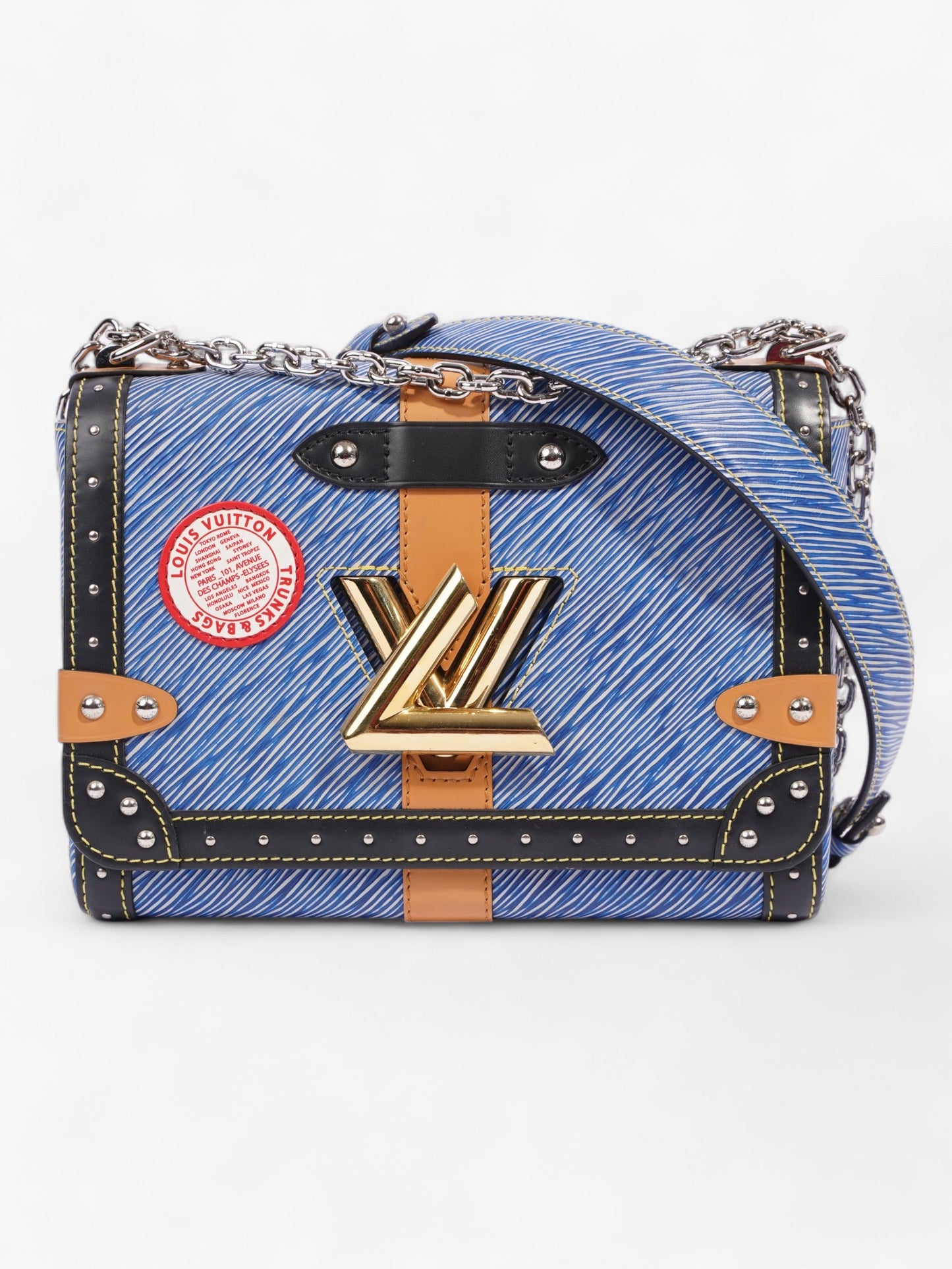 Louis Vuitton Twist Limited Edition Trunk Tan Black Blue MM Leather Epi Handbag