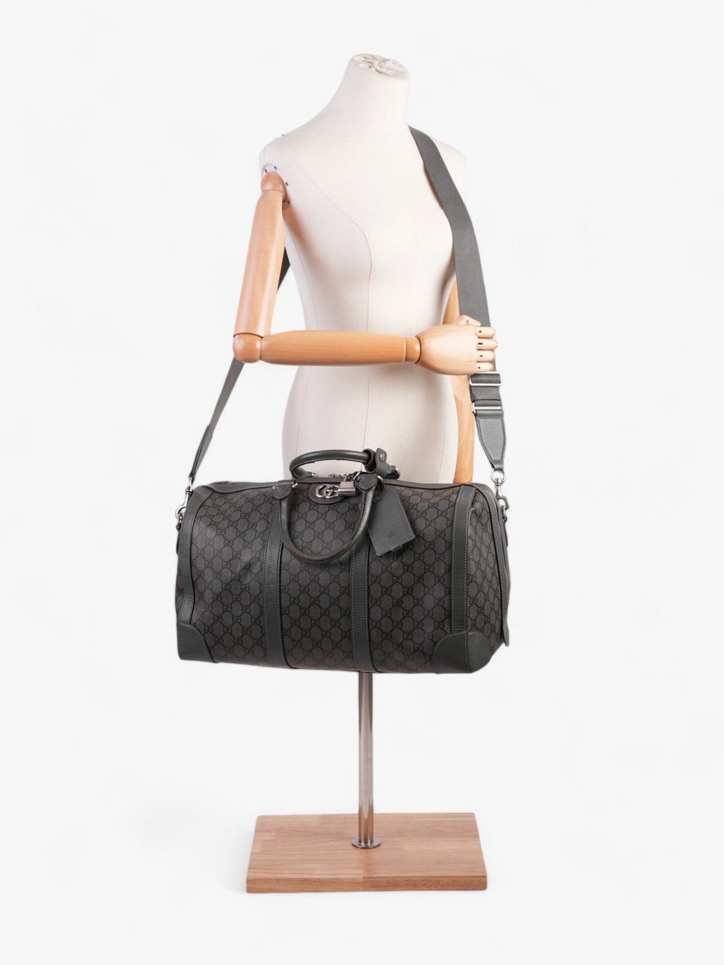 Gucci Ophidia Duffle Bag Supreme Grey Coated Canvas Travel Bag