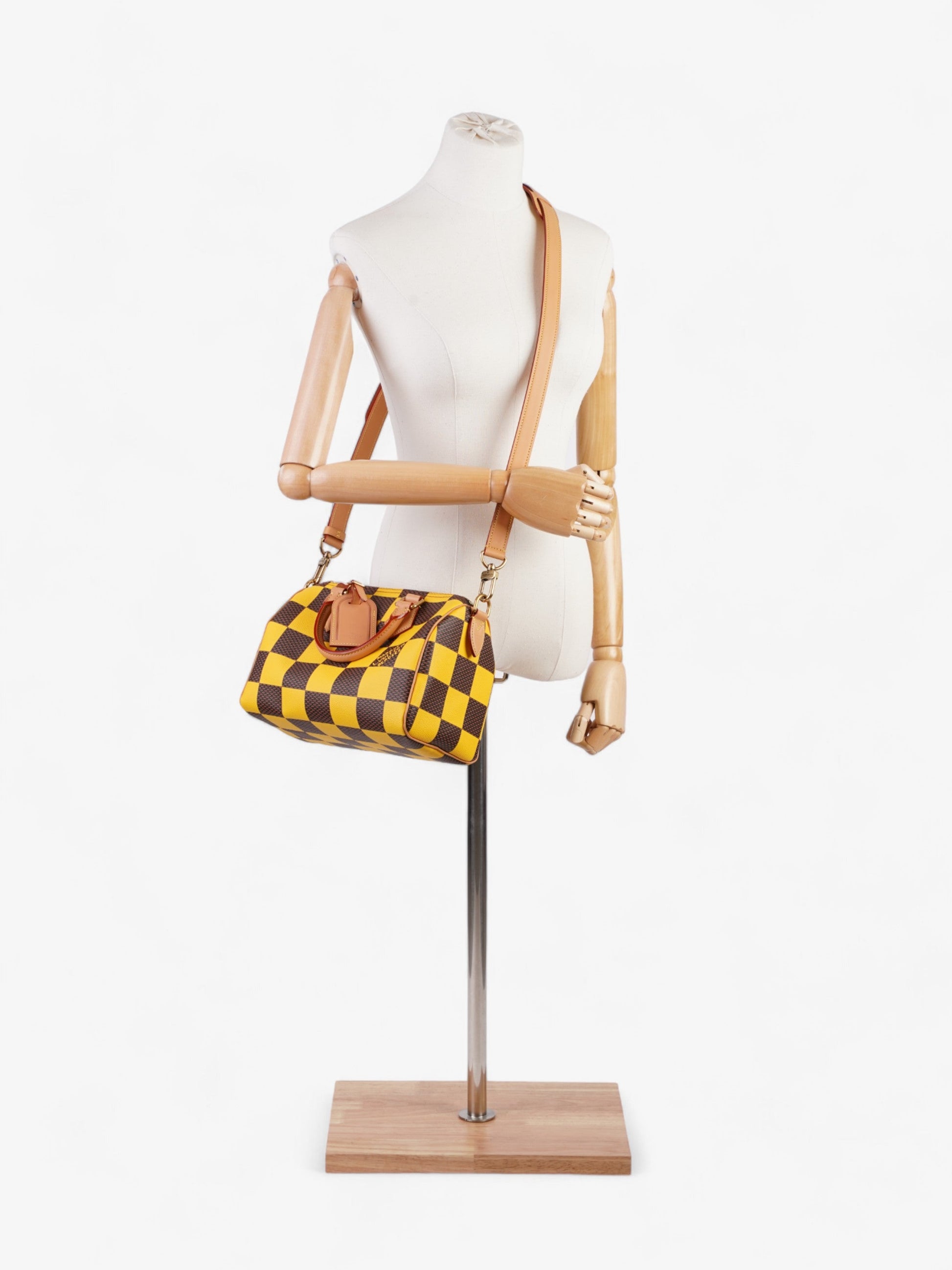 Louis Vuitton Speedy Bandoulière Pop Yellow Coated 25 Canvas Coated Canvas Damier Apparel