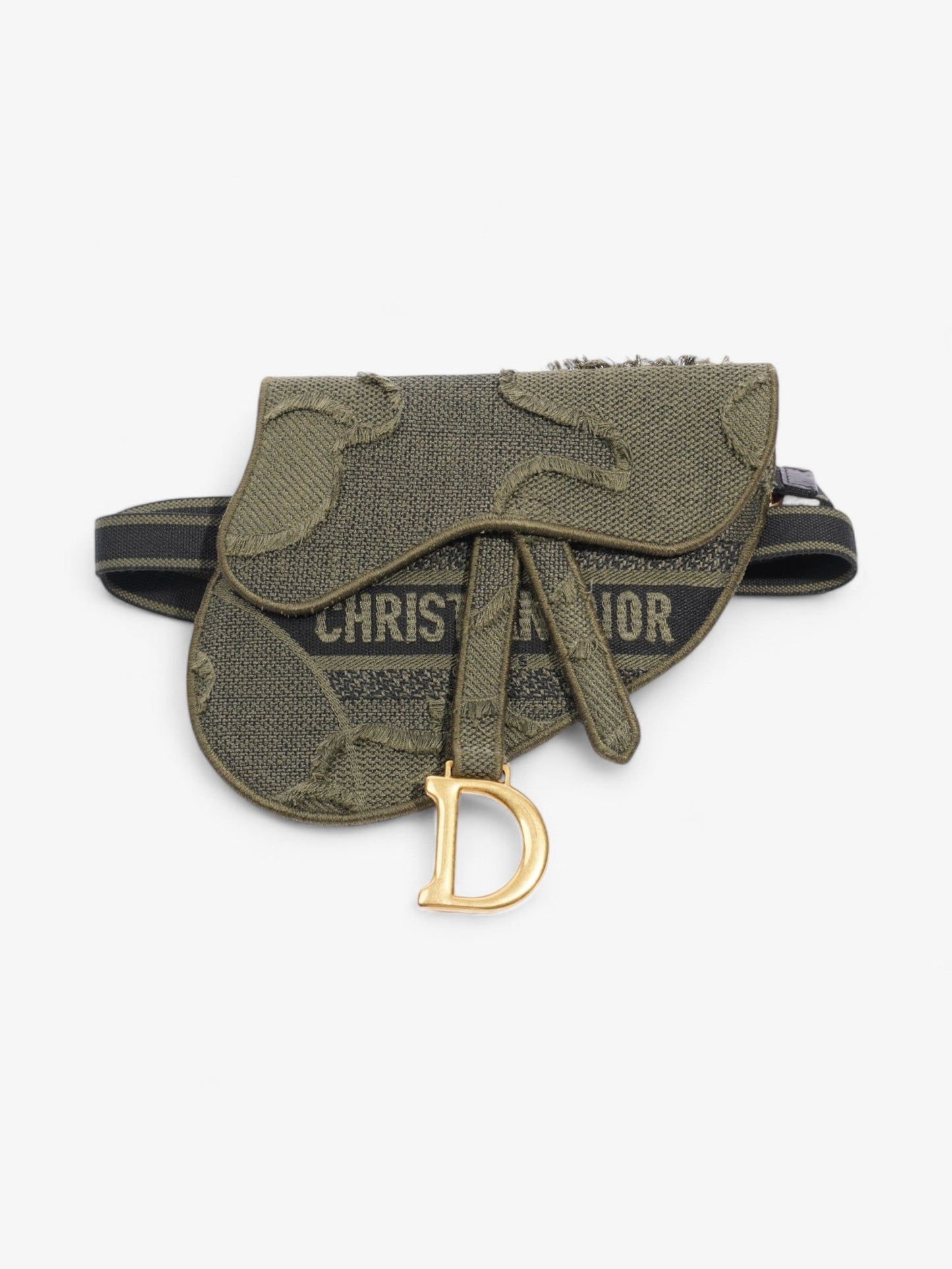 Dior Christian Saddle Belt Bag Camouflage Canvas Green