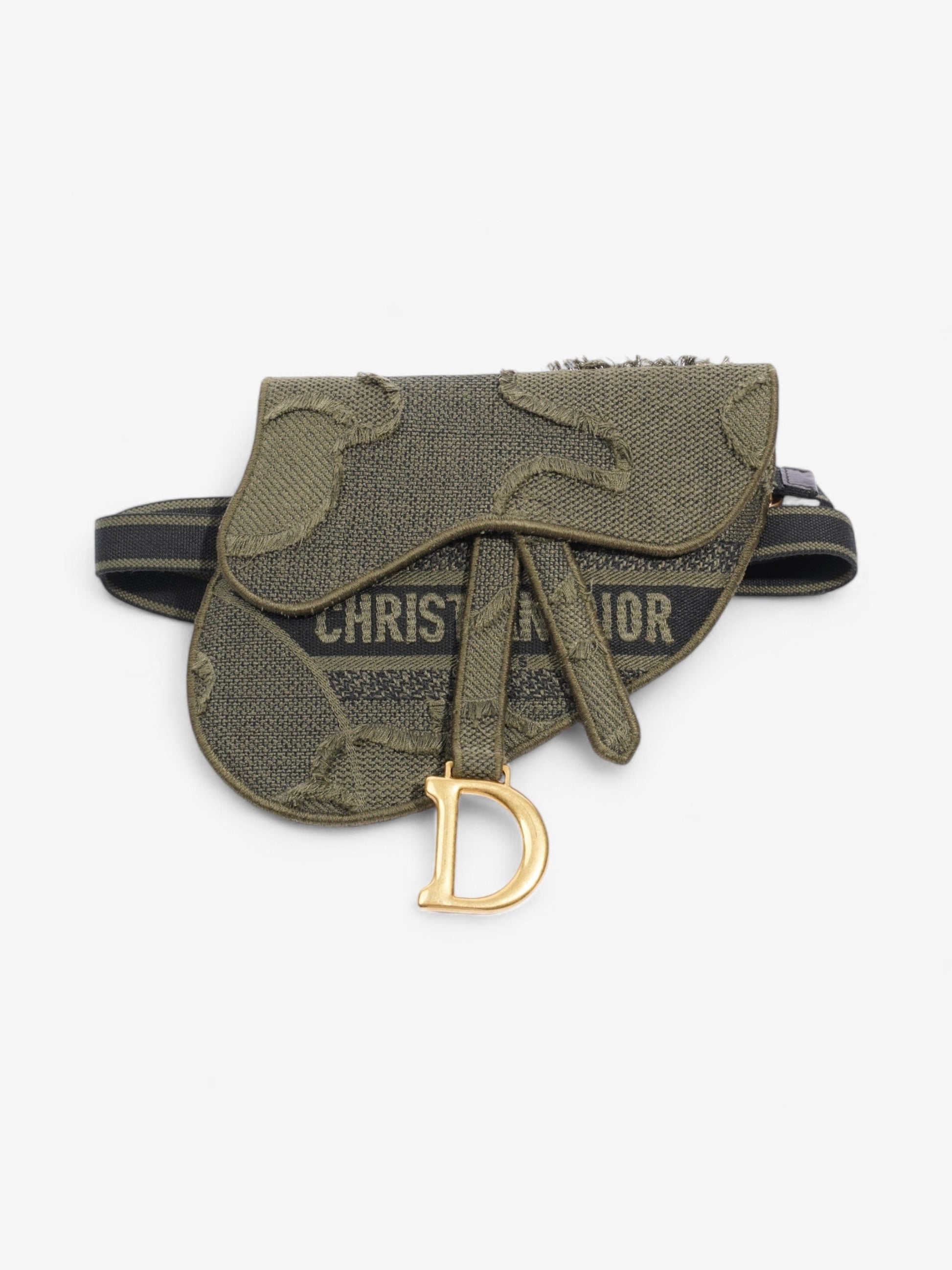 Dior Christian Saddle Belt Bag Camouflage Canvas Green
