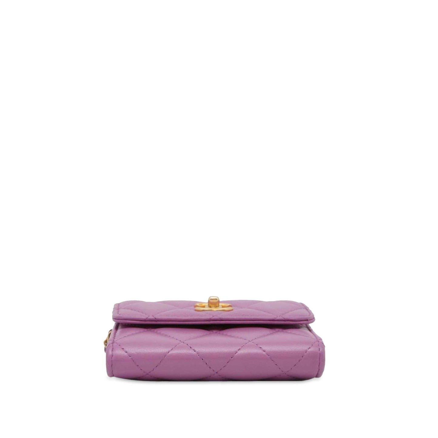 CHANEL Lambskin Mini Pearl Crush Wallet with Chain Crossbody Bag