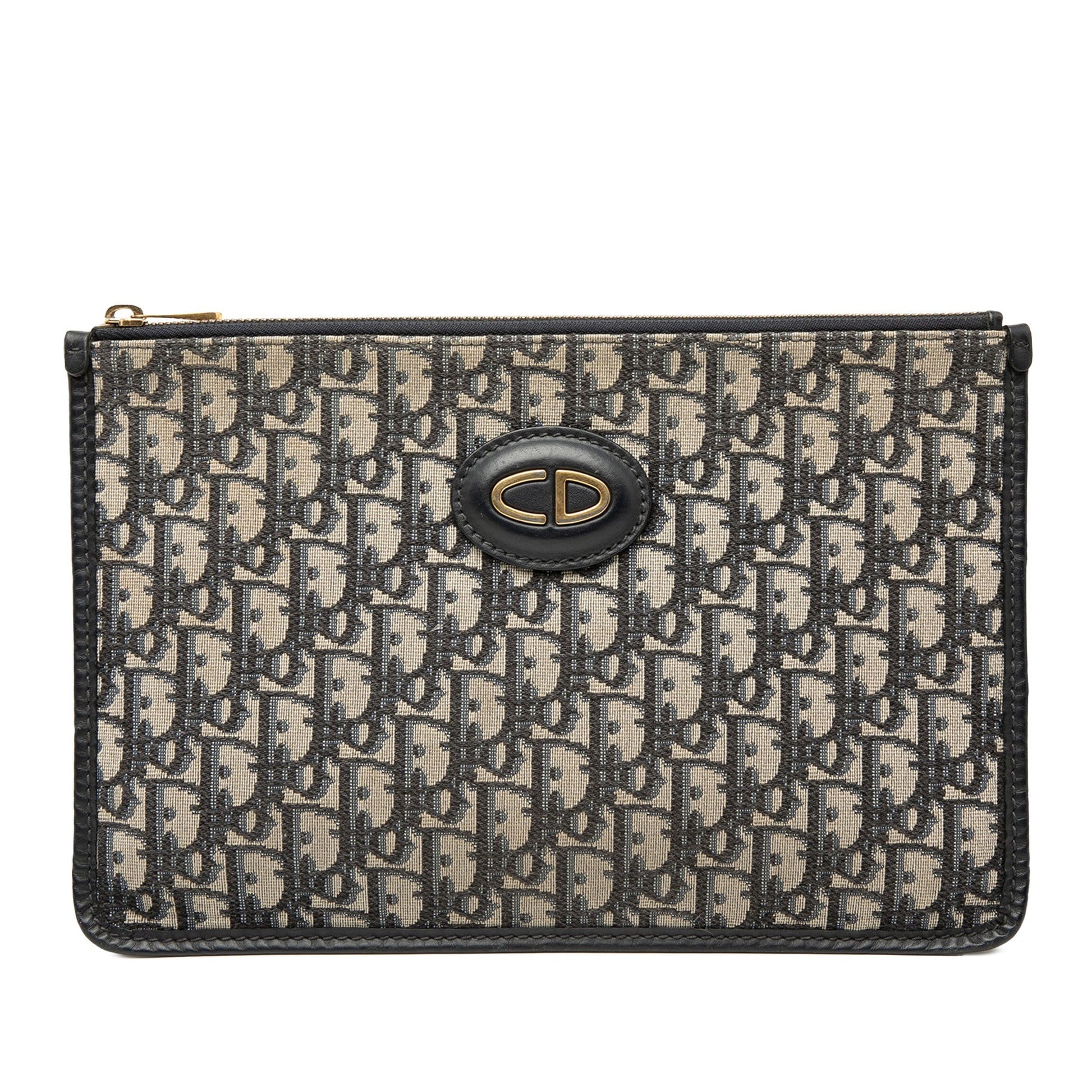 Dior Handbag Oblique Clutch Canvas Blue Clutch Bag