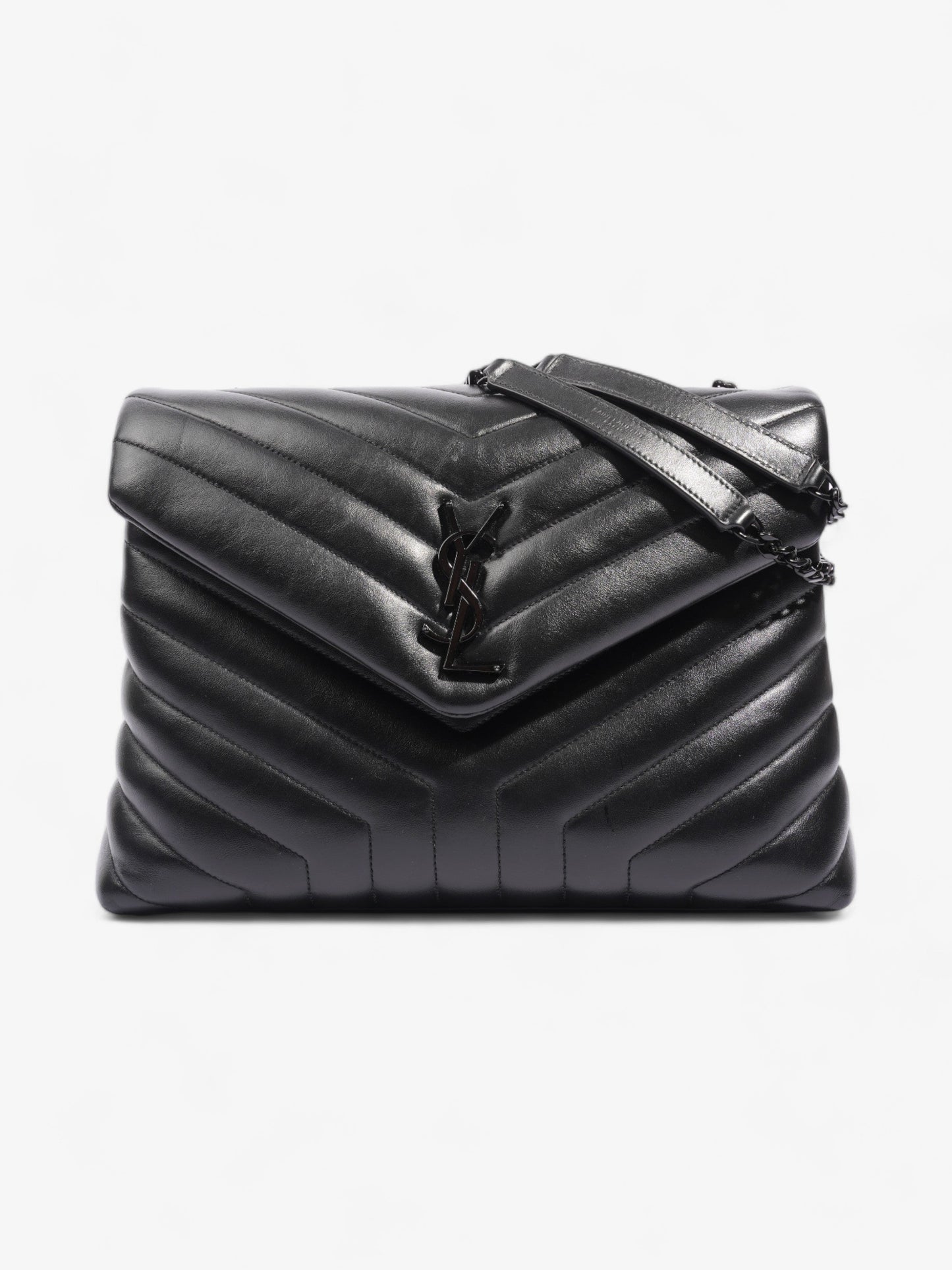 YSL Saint Laurent Lou Lou Shoulder Bag Leather Black Medium Black Leather Medium