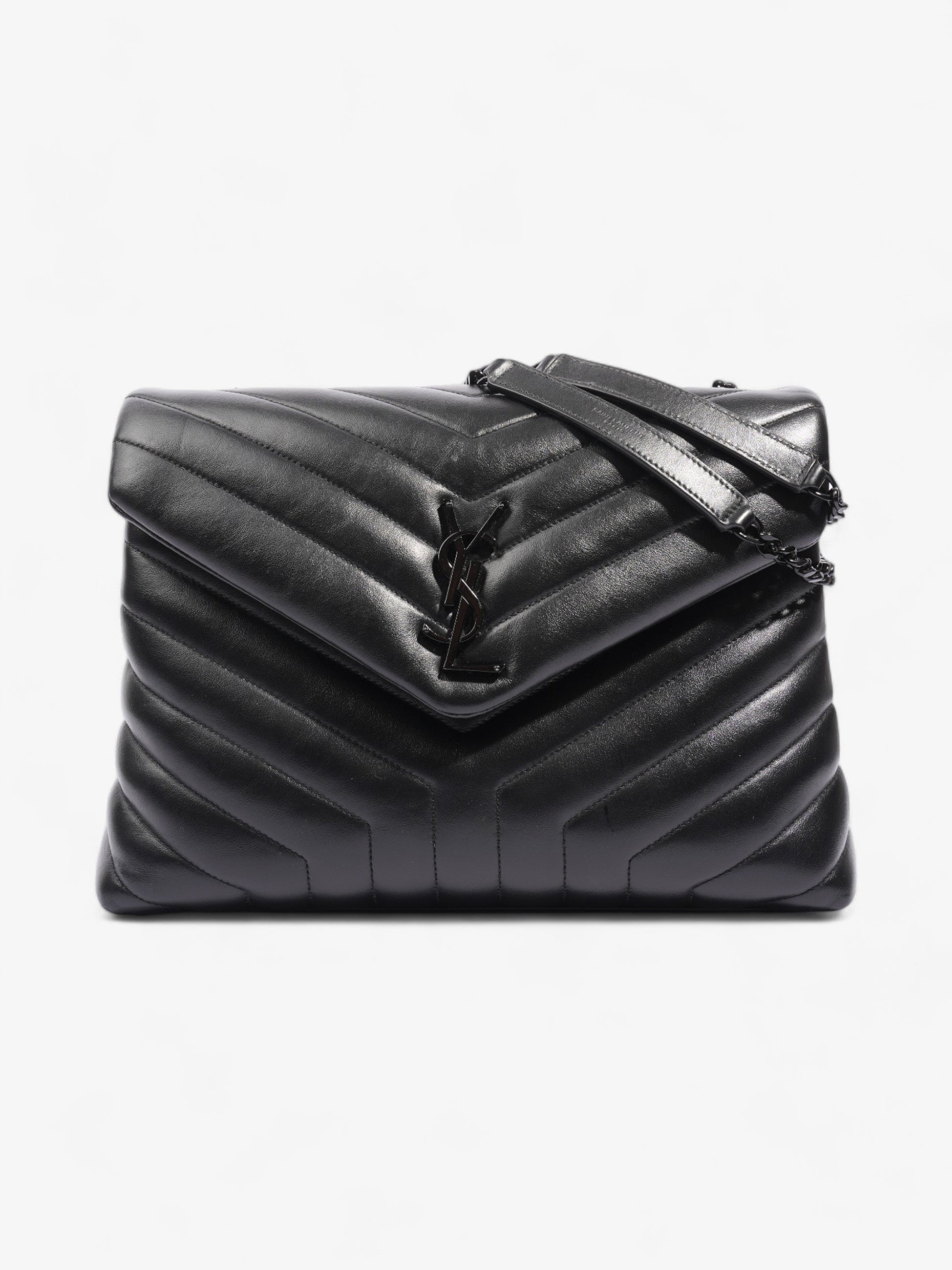 YSL Saint Laurent Lou Lou Shoulder Bag Leather Black Medium Black Leather Medium