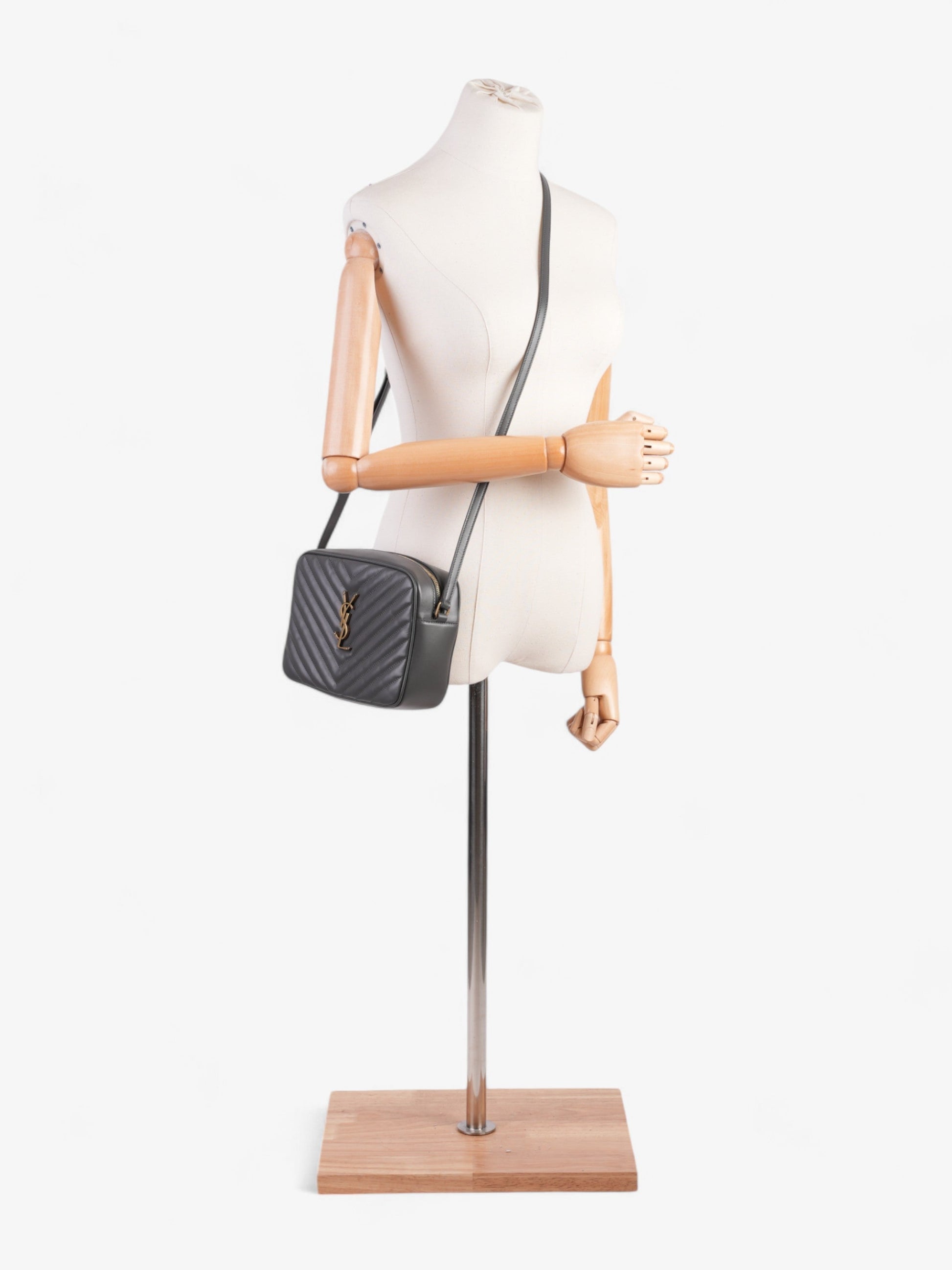 YSL Saint Laurent Lou Camera Bag Grey Calfskin Leather Monogram Gray Crossbody Bag