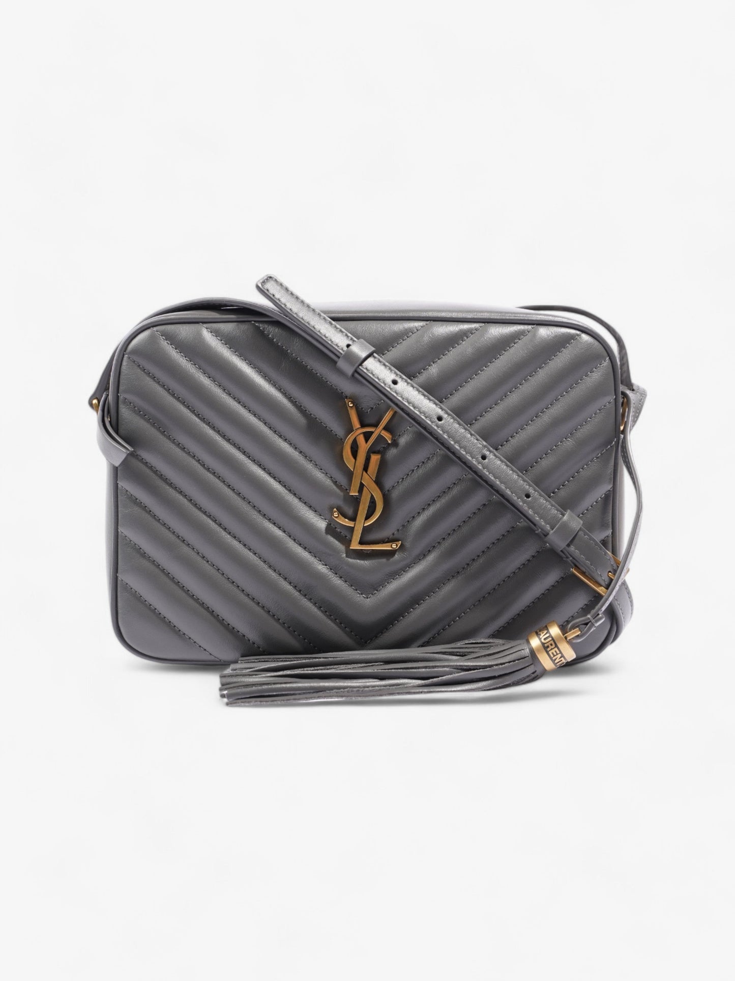 YSL Saint Laurent Lou Camera Bag Grey Calfskin Leather Monogram Gray Crossbody Bag
