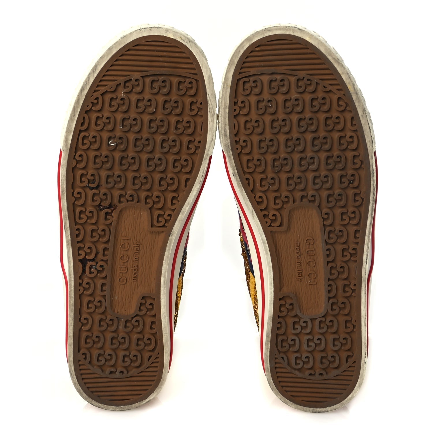 Gucci Sequin Web Matelasse Womens 1977 Tennis Sneakers 36 Gold Yellow