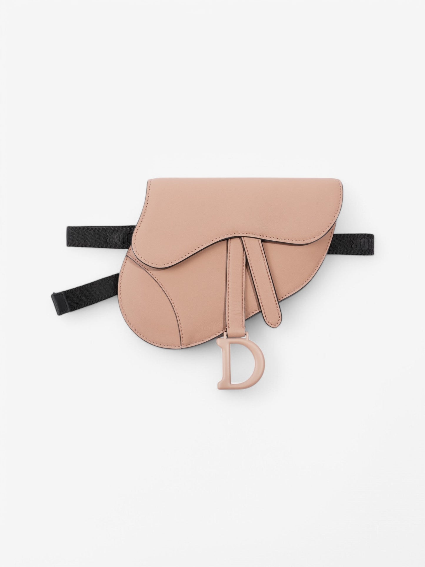 Dior Christian Saddle Belt Bag Rose Calfskin Leather Black Pink