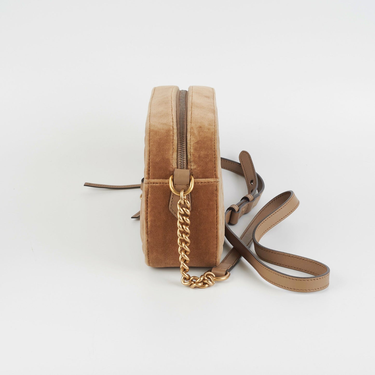 Gucci Marmont Velvet Crossbody Bag Tan Small