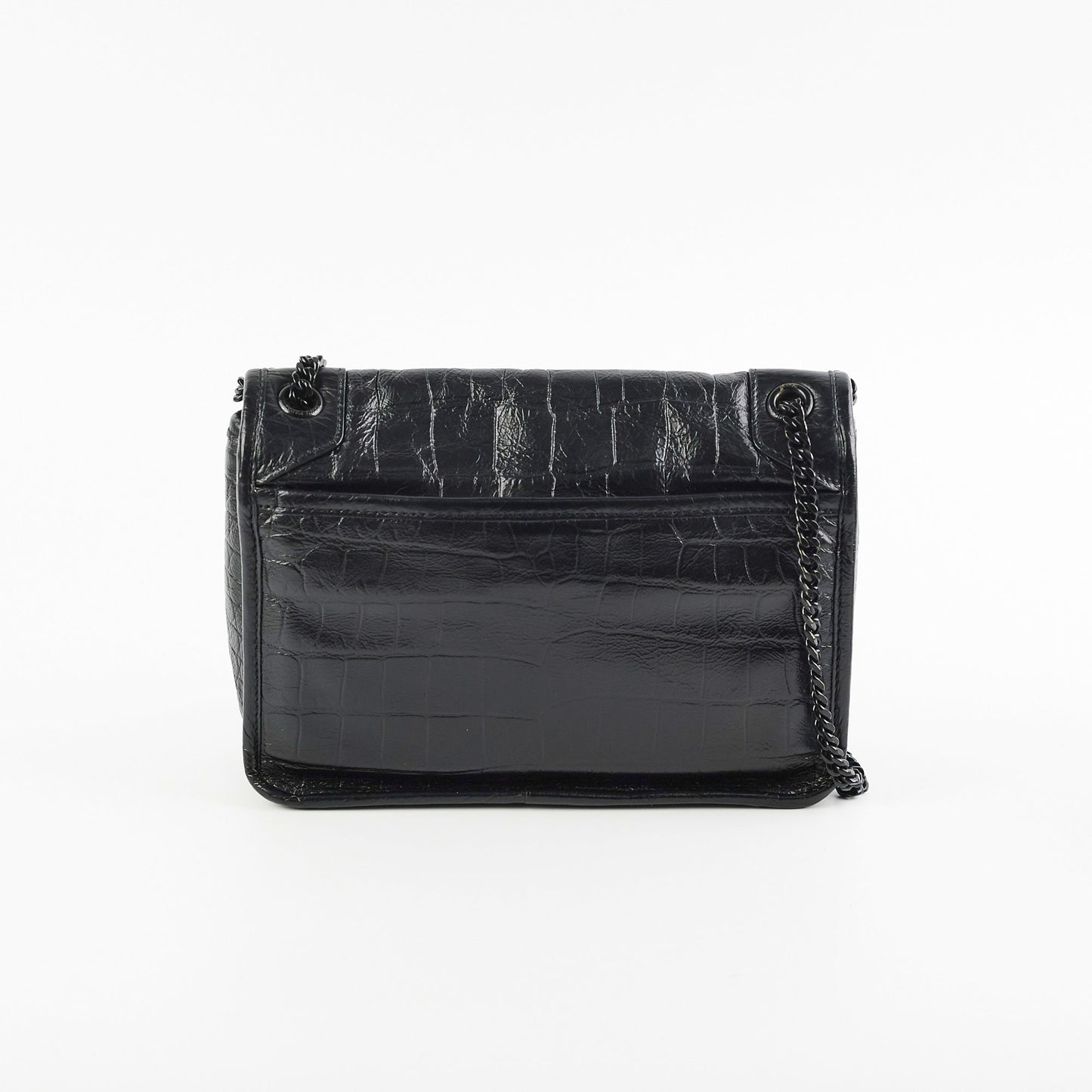 YSL Saint Laurent Niki Croc Shoulder Bag Baby Embossed