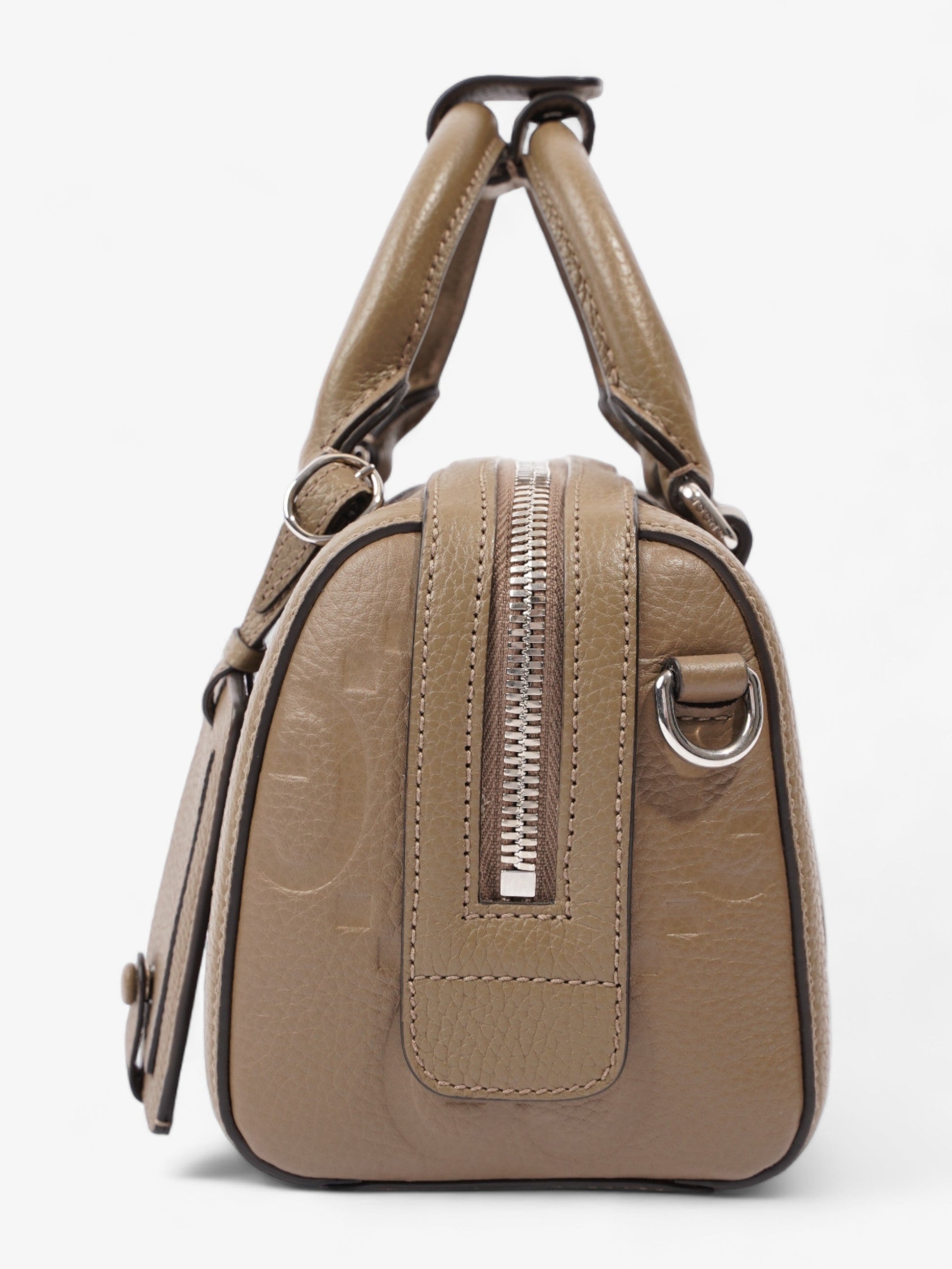 Gucci Jumbo Duffle Embossed Crossbody Bag Leather Beige