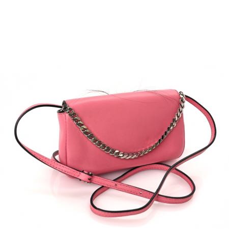 Fendi Handbag Nappa Rabbit Fox Fur Buggie Baguette Rosa Leather Lambskin Pink Clutch Bag