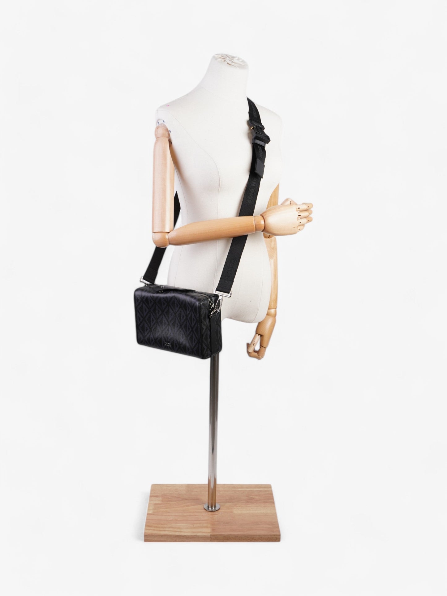 Dior Christian Lingot Cd Diamond Bag Canvas Black Blue Crossbody Bag