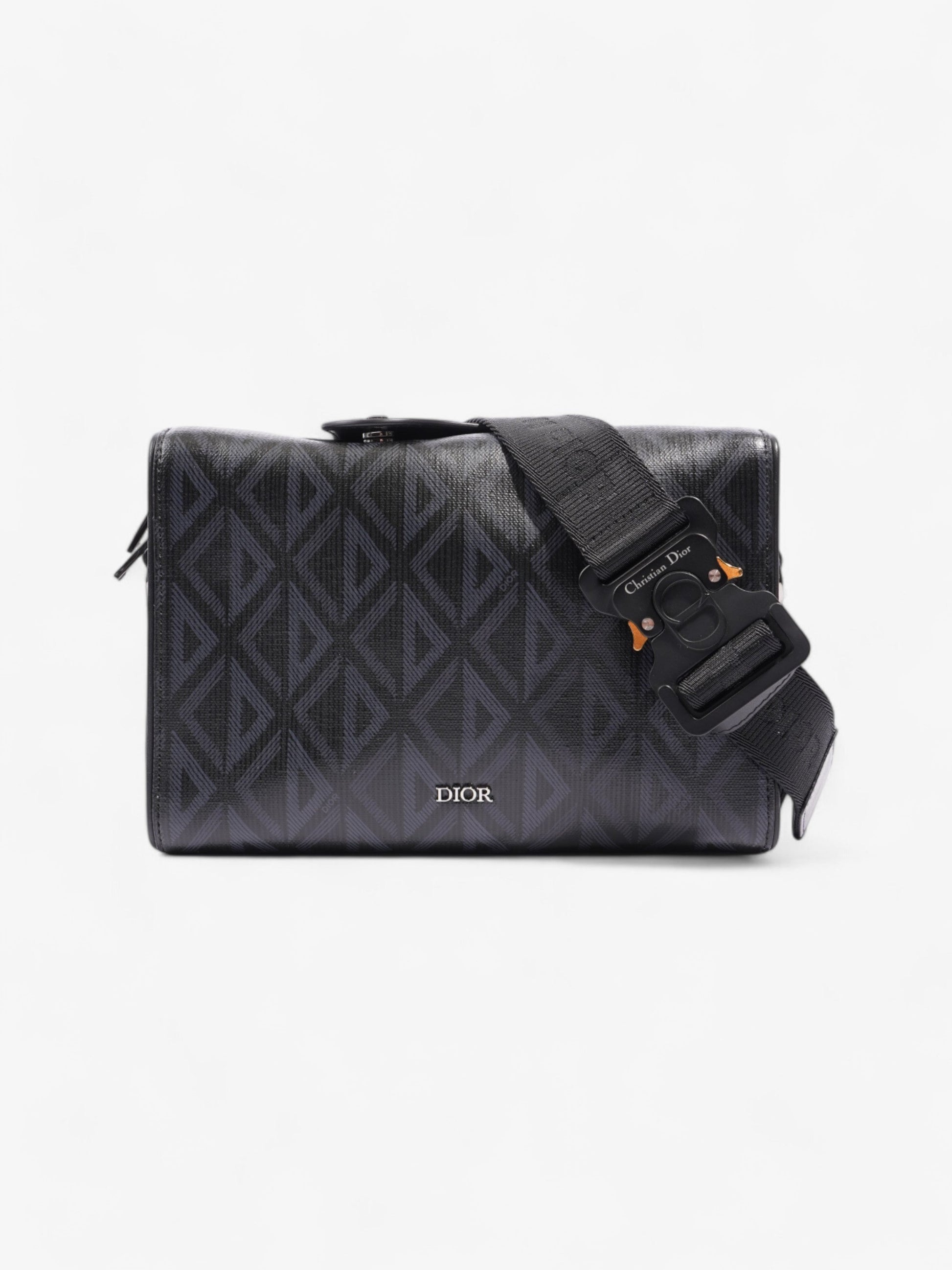 Dior Christian Lingot Cd Diamond Bag Canvas Black Blue Crossbody Bag
