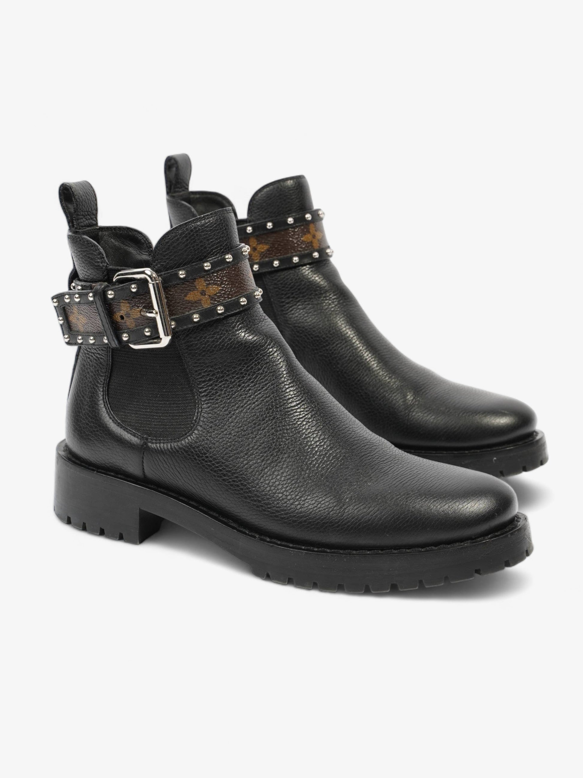 Louis Vuitton Star Trail Ankle Boot EU 36 Monogram Black Brown Leather Shoes