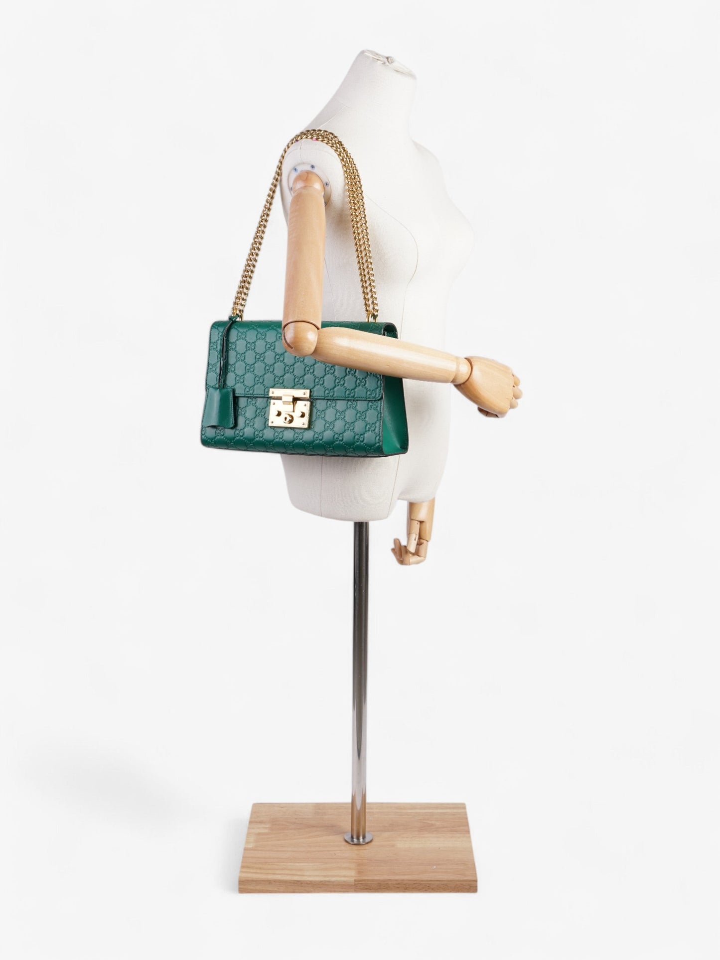 Gucci Padlock Emerald Calfskin Shoulder Bag Leather Medium