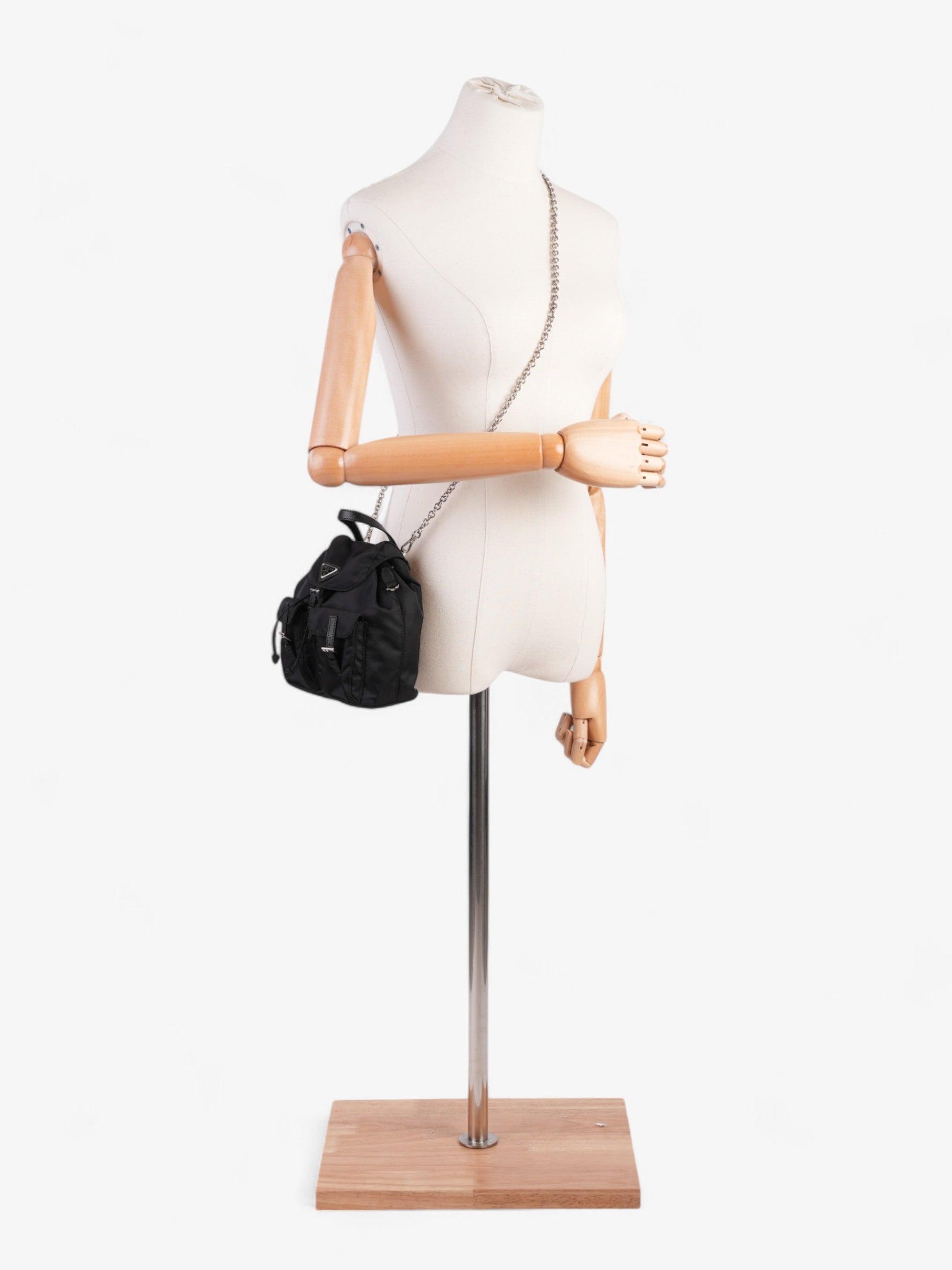 Prada Vela Backpack Nylon Black Mini Crossbody Bag