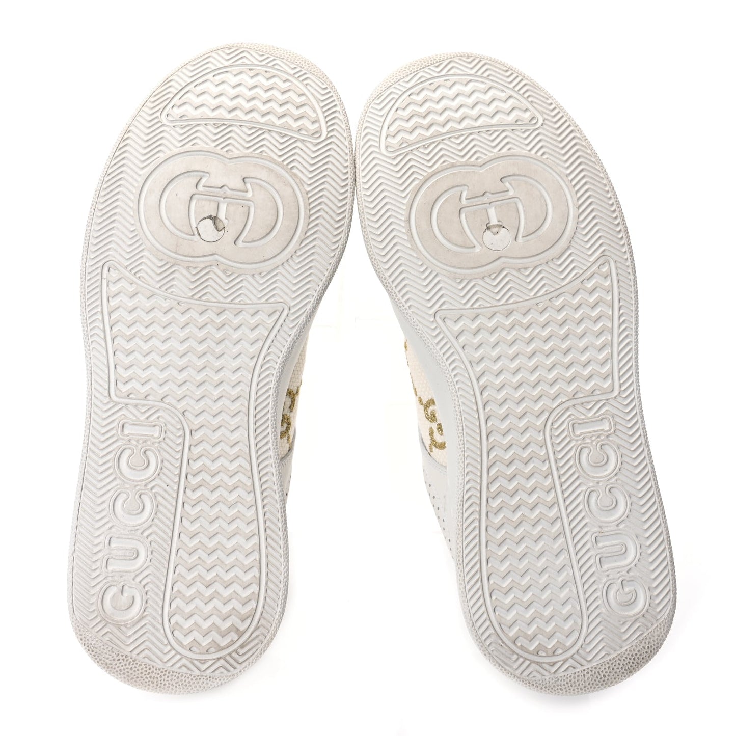 Gucci Dali Soft Calfskin GG Tennis Embossed Perforated Womens Platform 55mm Sneakers White Gold