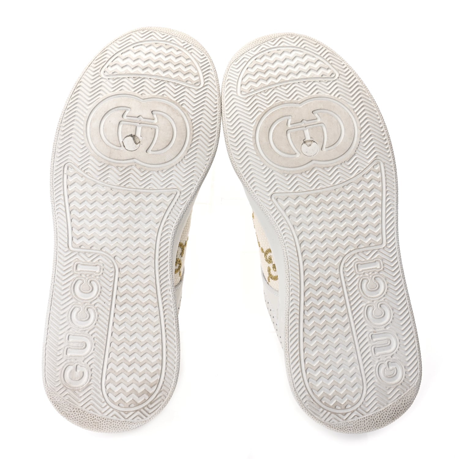 Gucci Dali Soft Calfskin GG Tennis Embossed Perforated Womens Platform 55mm Sneakers White Gold