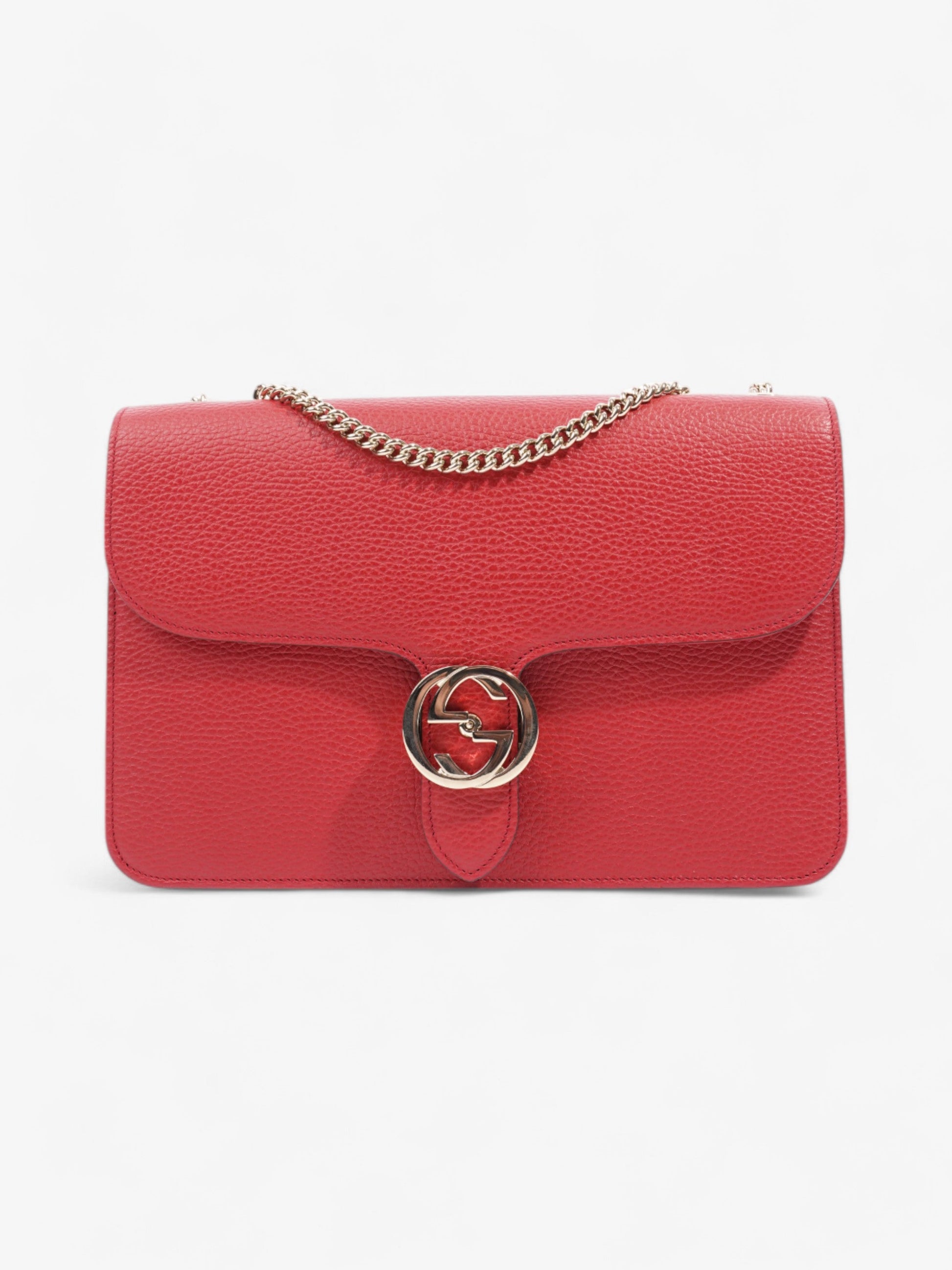 Gucci Dollar Interlocking Calfskin Crossbody Bag Leather Red Medium 1