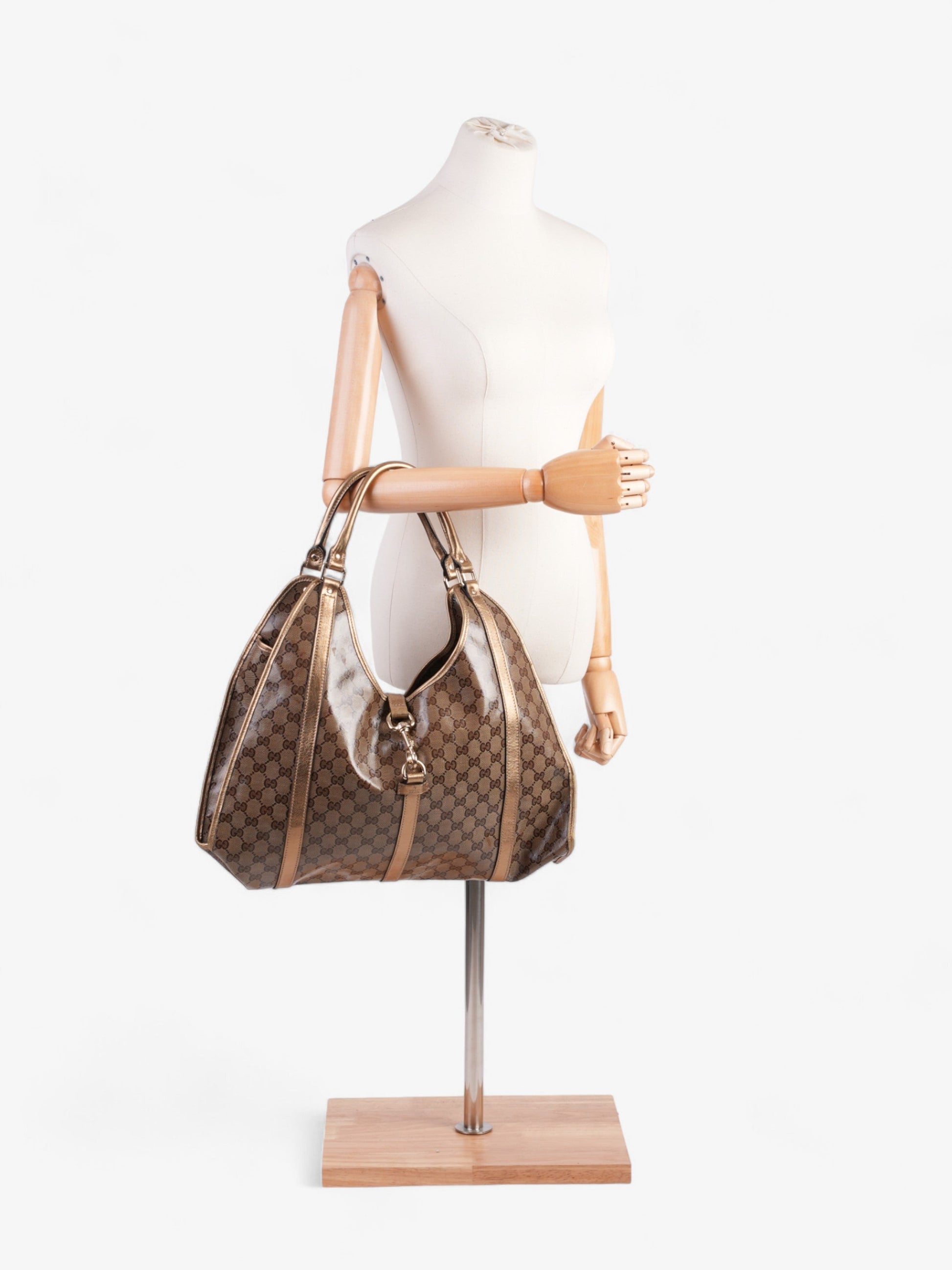 Gucci Crystal Jackie Supreme Patent Shoulder Bag Leather Gold