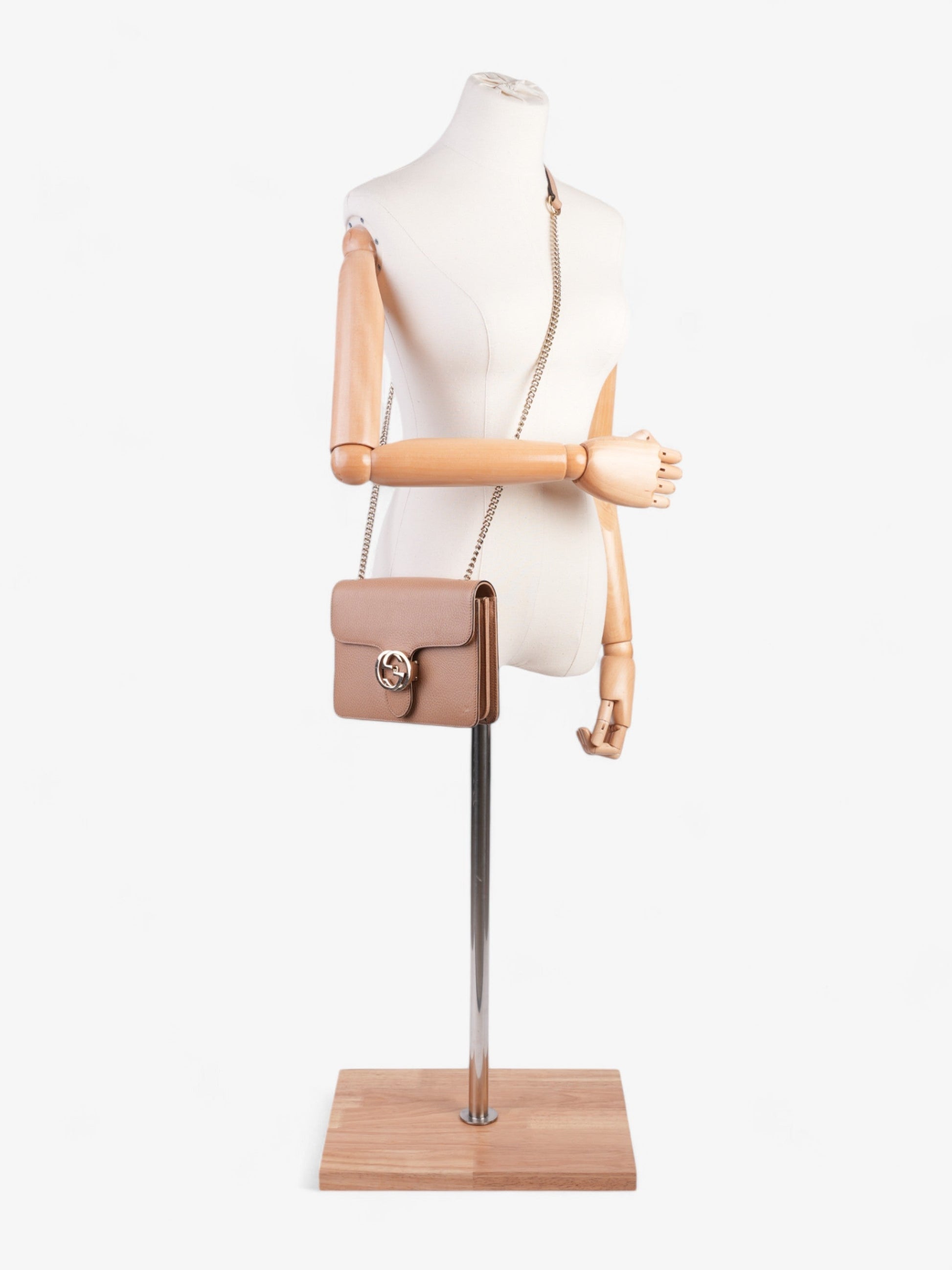 Gucci Interlocking Camel Shoulder Bag Leather Chain