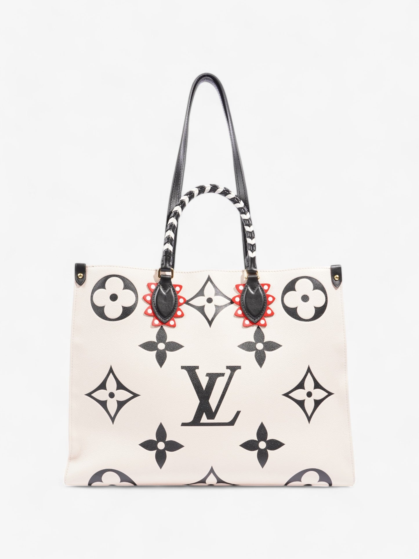 Louis Vuitton On Go Cream GM Empreinte Leather Black Red Handbag